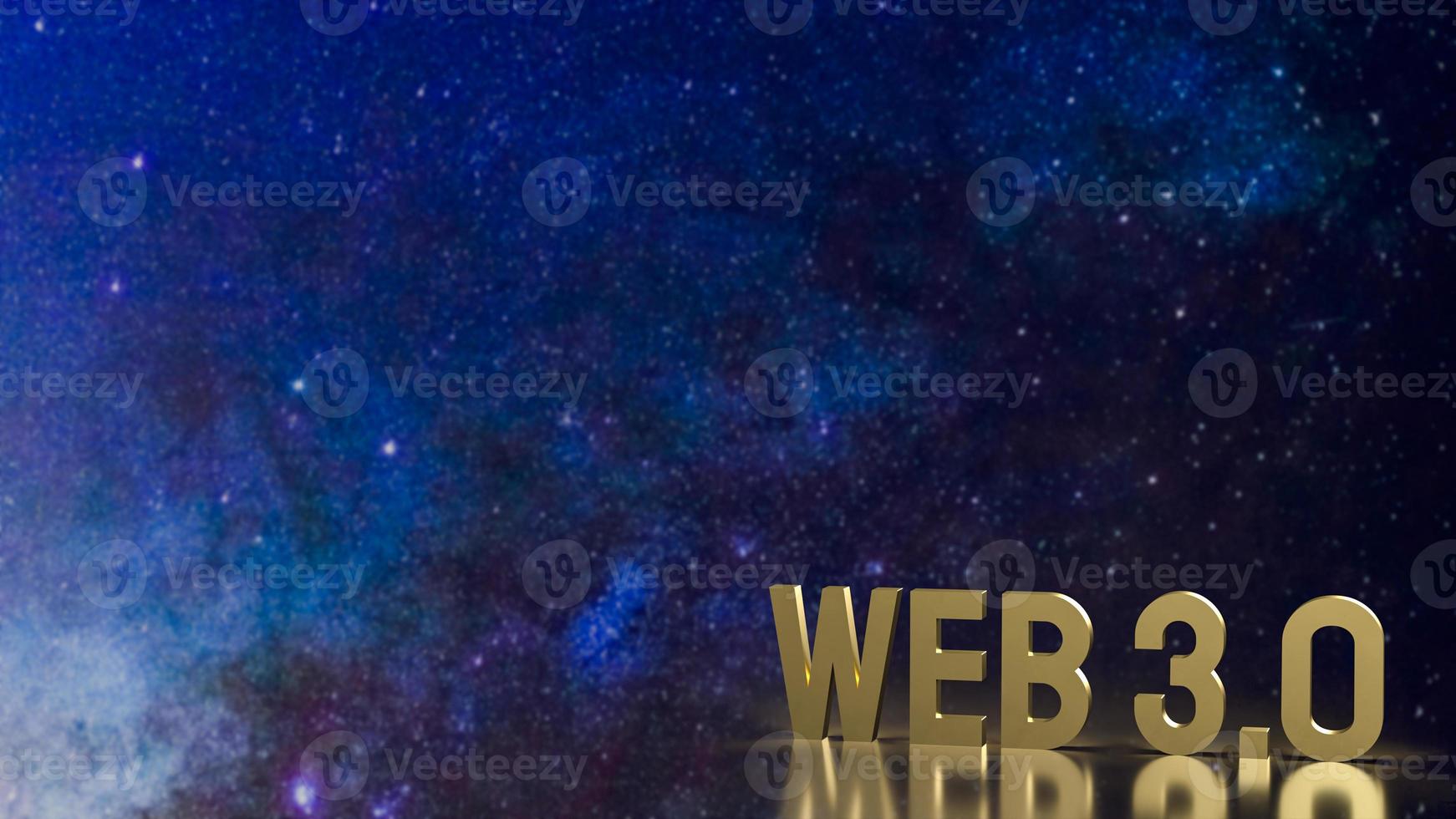 das goldene text web 3.0 auf weltraumhintergrund für technologiekonzept 3d-rendering foto