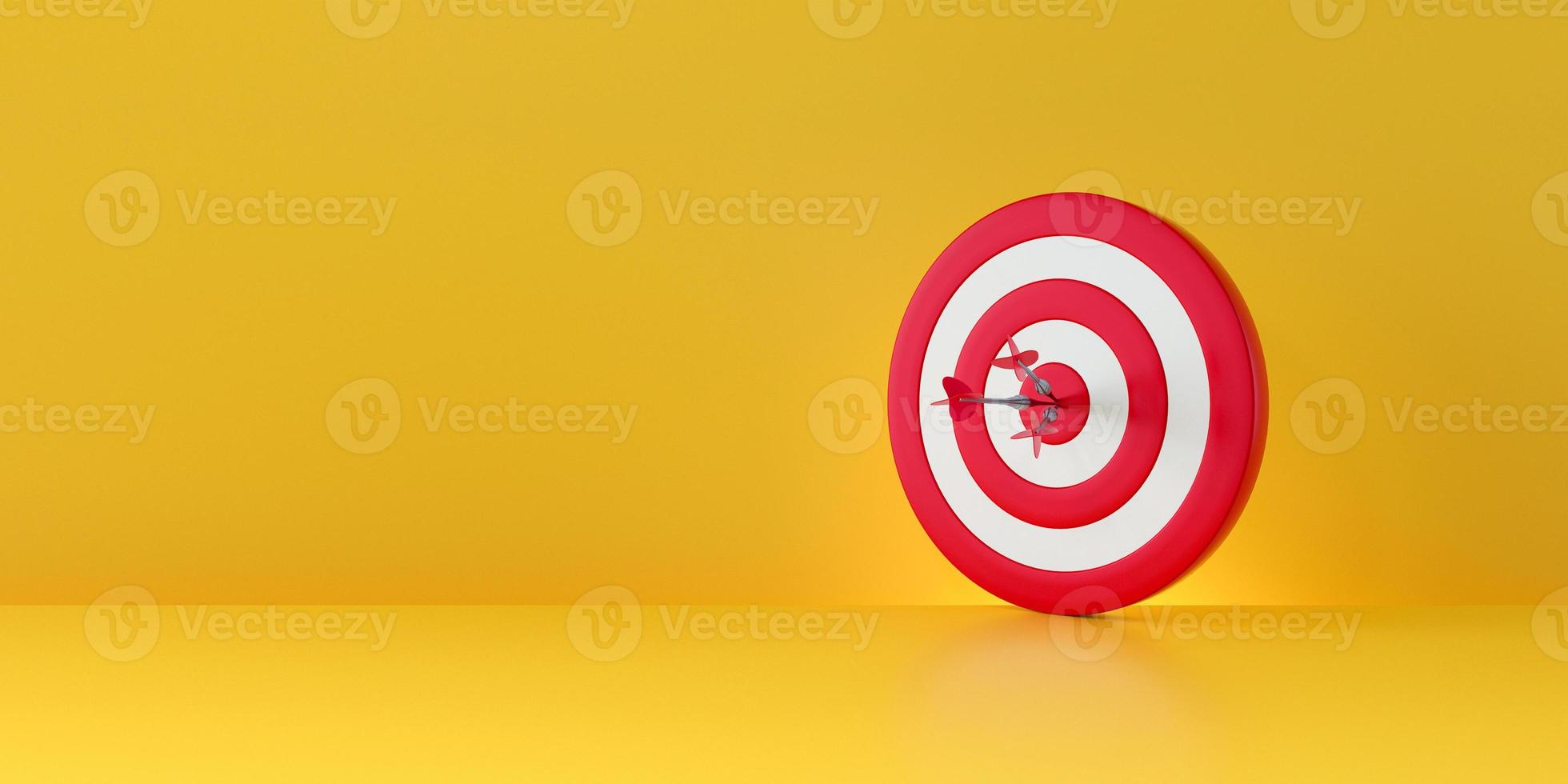 Bullseye auf gelbem Hintergrund, dunkel und Ziel. Marketing-Zielkonzept. foto