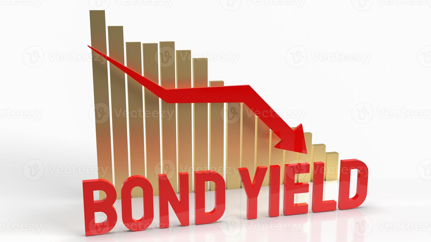 das rote wort der anleiherendite und der diagrammpfeil nach unten hintergrund für die wiedergabe von geschäftsinhalten 3d foto