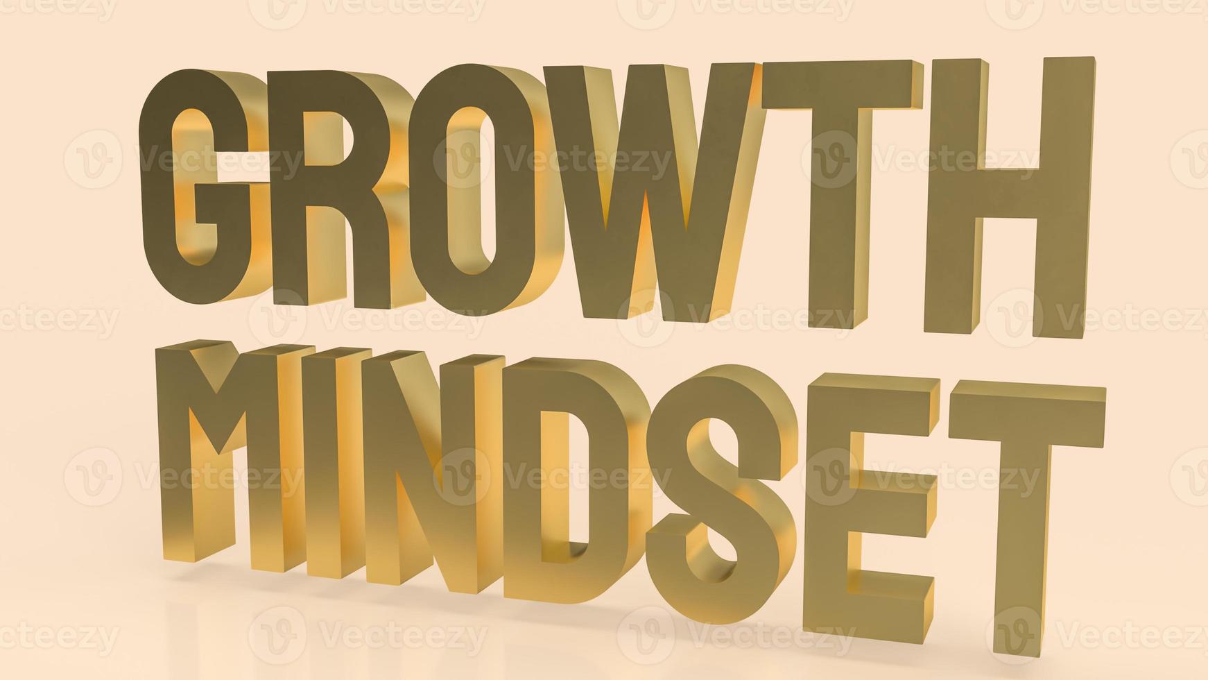 das Goldwachstums-Mindset-Wort auf cremefarbenem Hintergrund 3D-Rendering foto