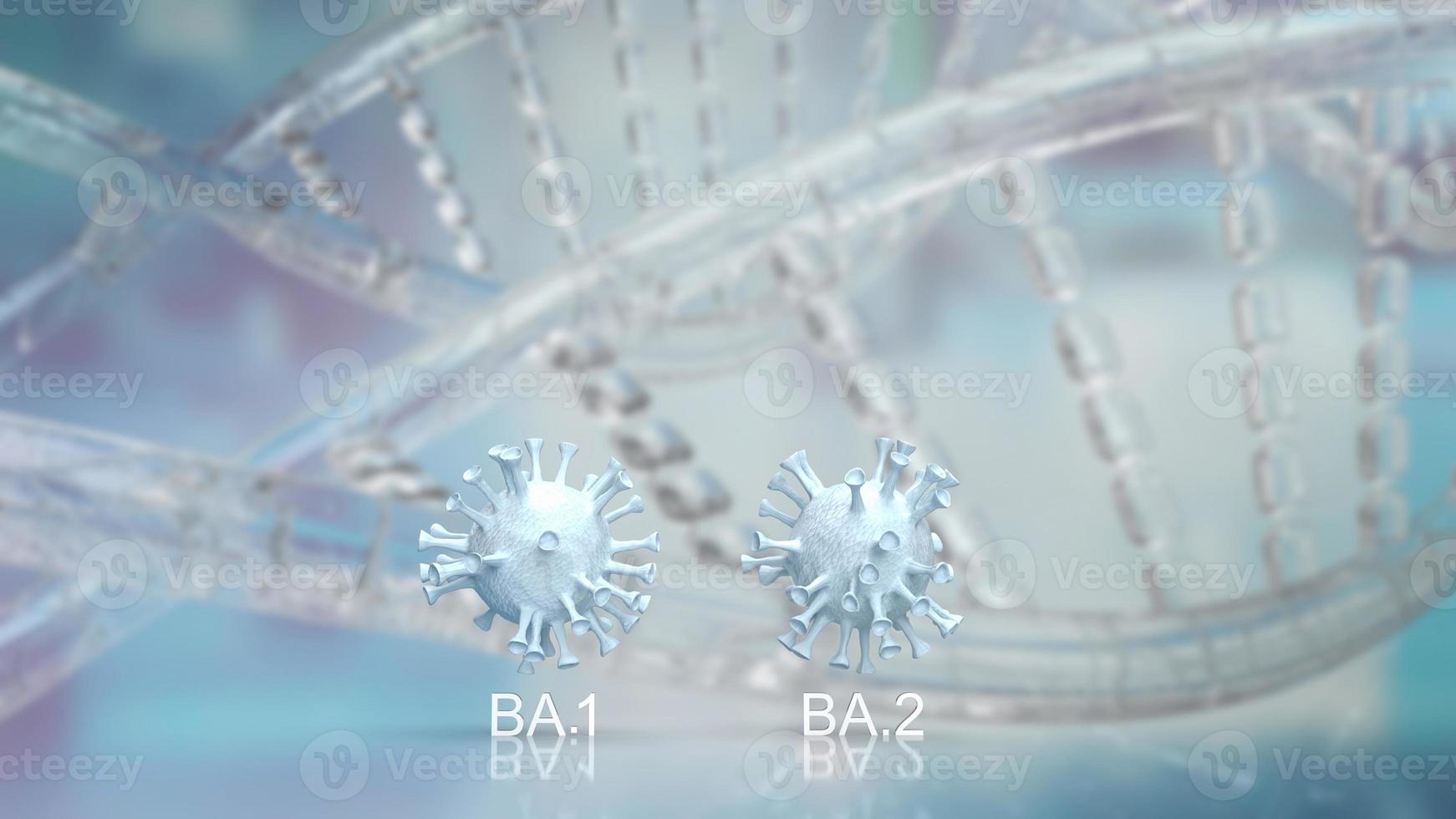 der omicron-virustyp ba 1 und ba 2 für sci- oder medizinisches konzept 3d-rendering foto