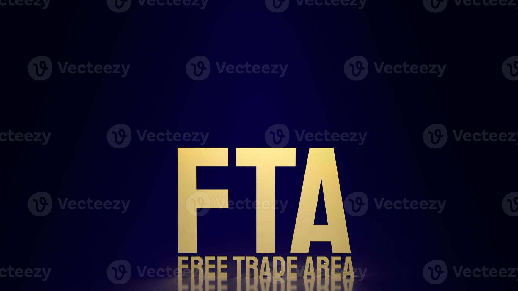 fta oder freihandelsabkommen goldtext für geschäftsinhalte 3d-rendering foto