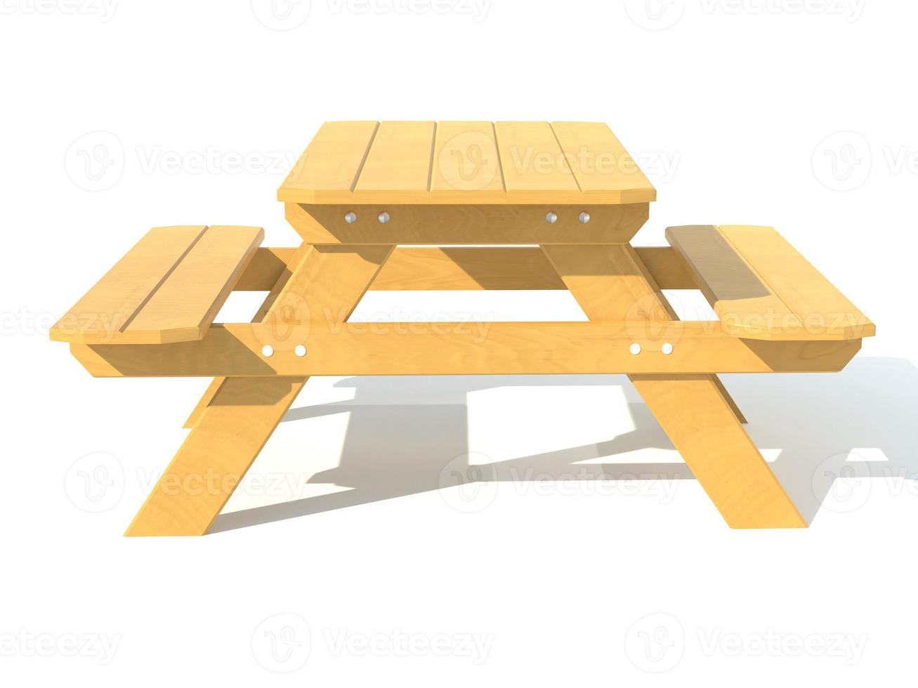 Bänke mit Picknicktisch im Garten oder Park 3D-Darstellung foto