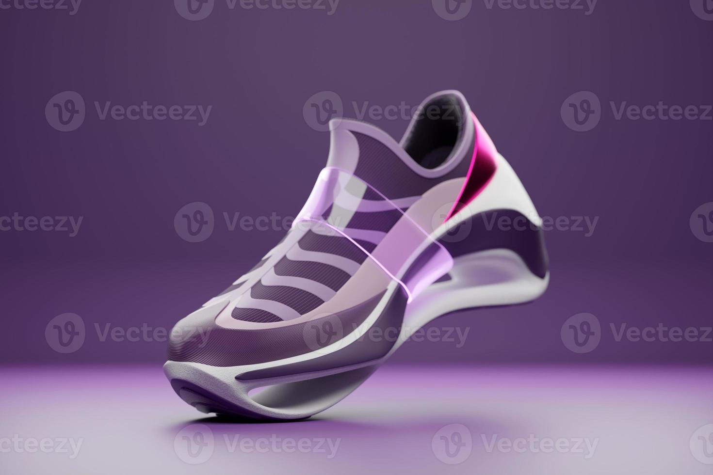 Purple Sneaker Premium 3D-Rendering auf einem monochronen Hintergrund foto