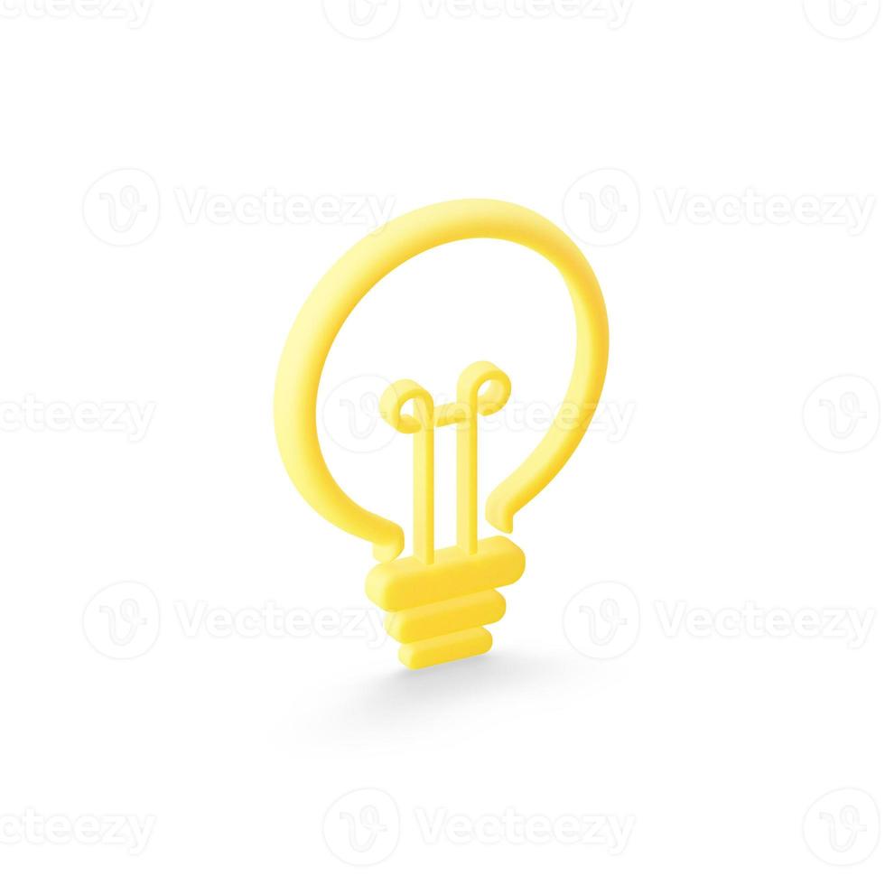 Das Symbol ist eine stilisierte flache gelbe Glühbirne. 3D-Rendering. foto
