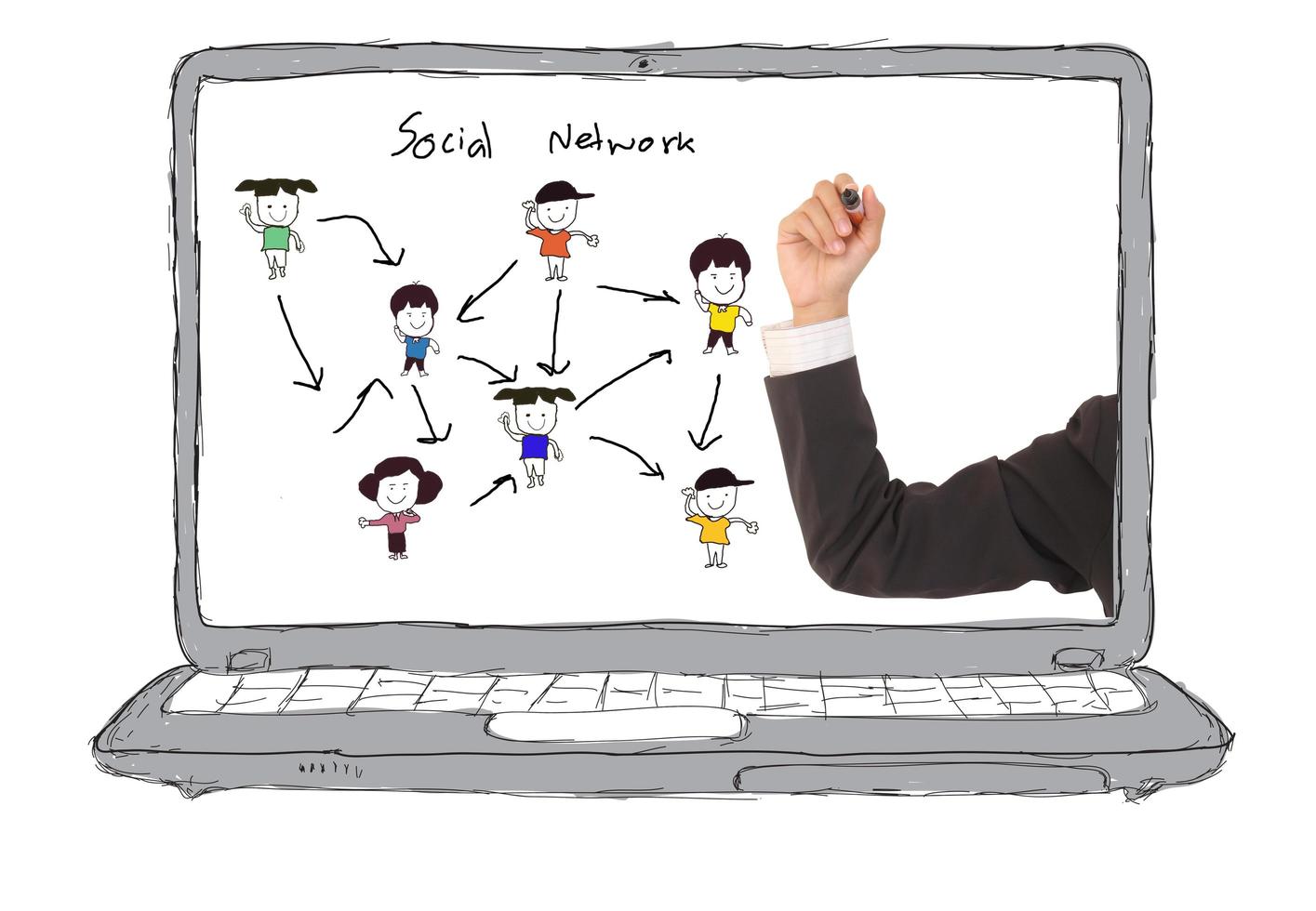 Business-Hände skizzieren Social-Networking-Konzept foto