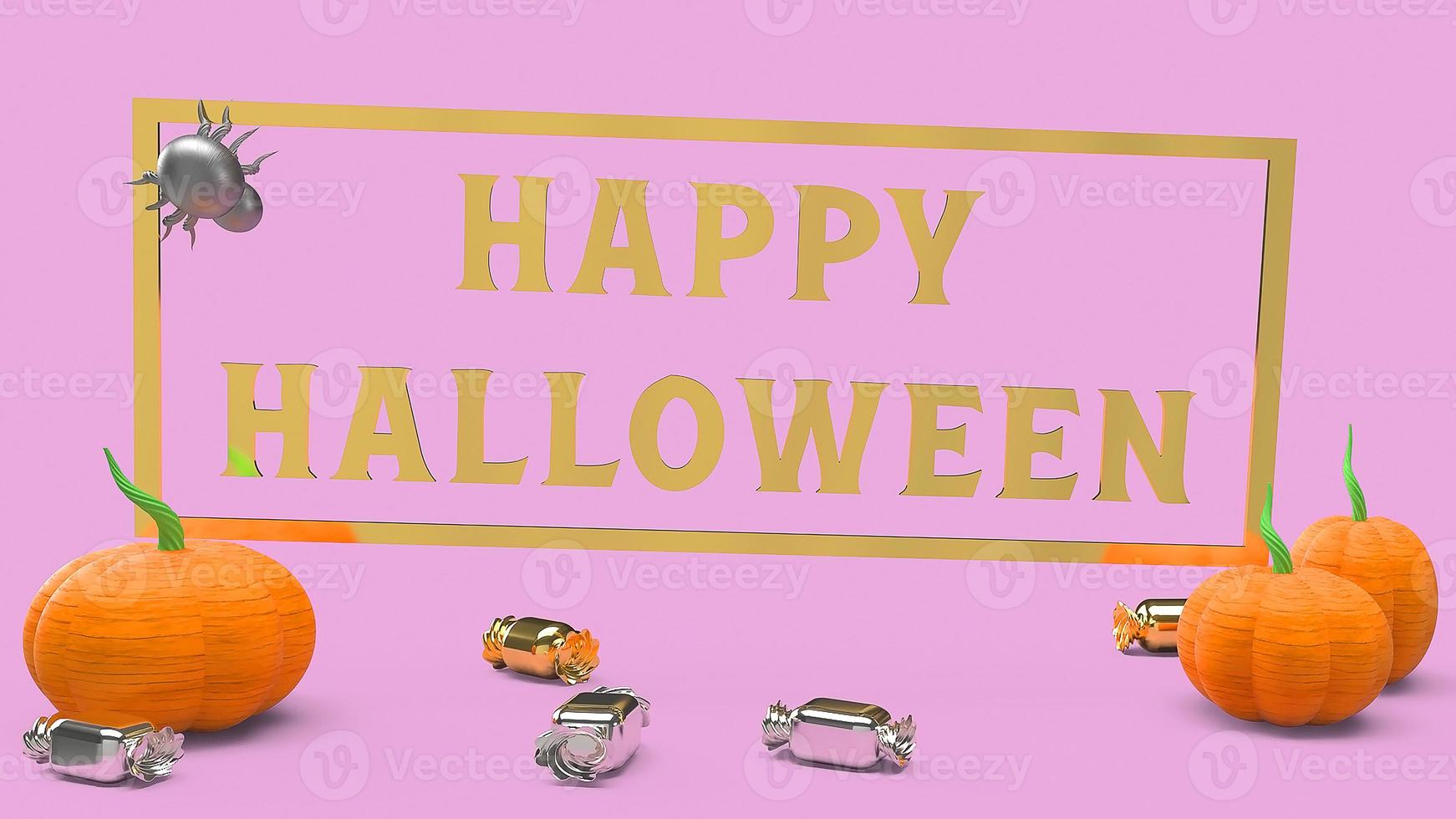 3D-Rendering-Cartoon-Pop-Art-Kürbis auf rosa Hintergrund für Halloween-Inhalte. foto