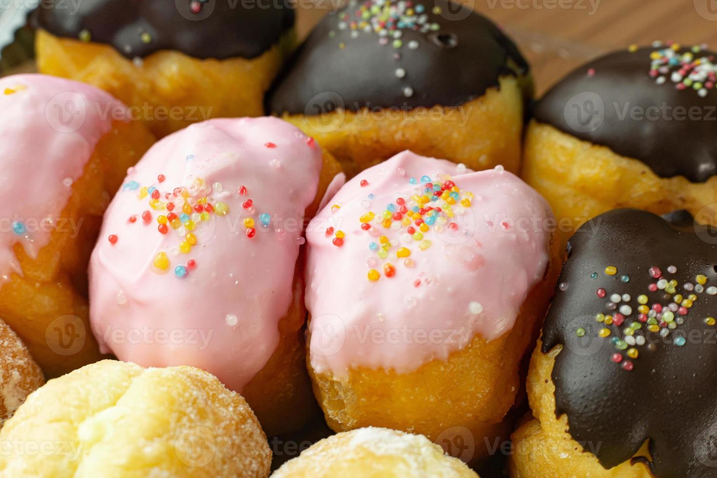 Donuts schließen herauf Bild für Lebensmittelinhalt. foto