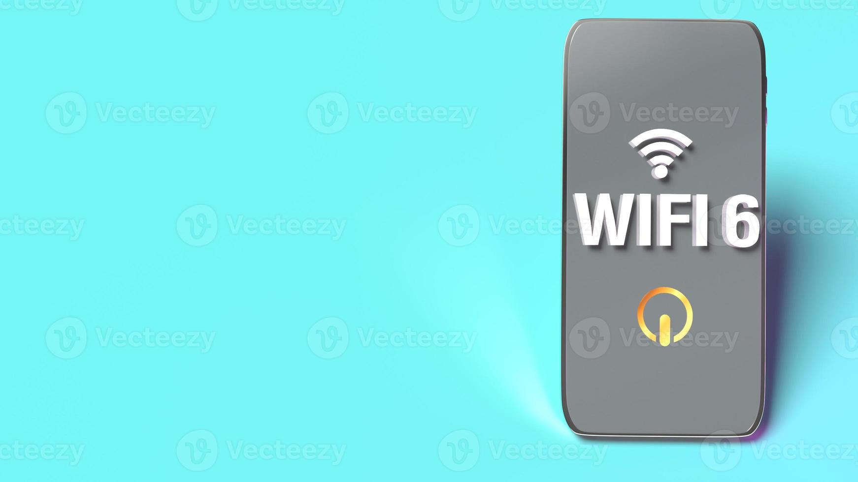 wifi6 Wort auf Smartphone 3D-Rendering für Netzwerkinhalte. foto