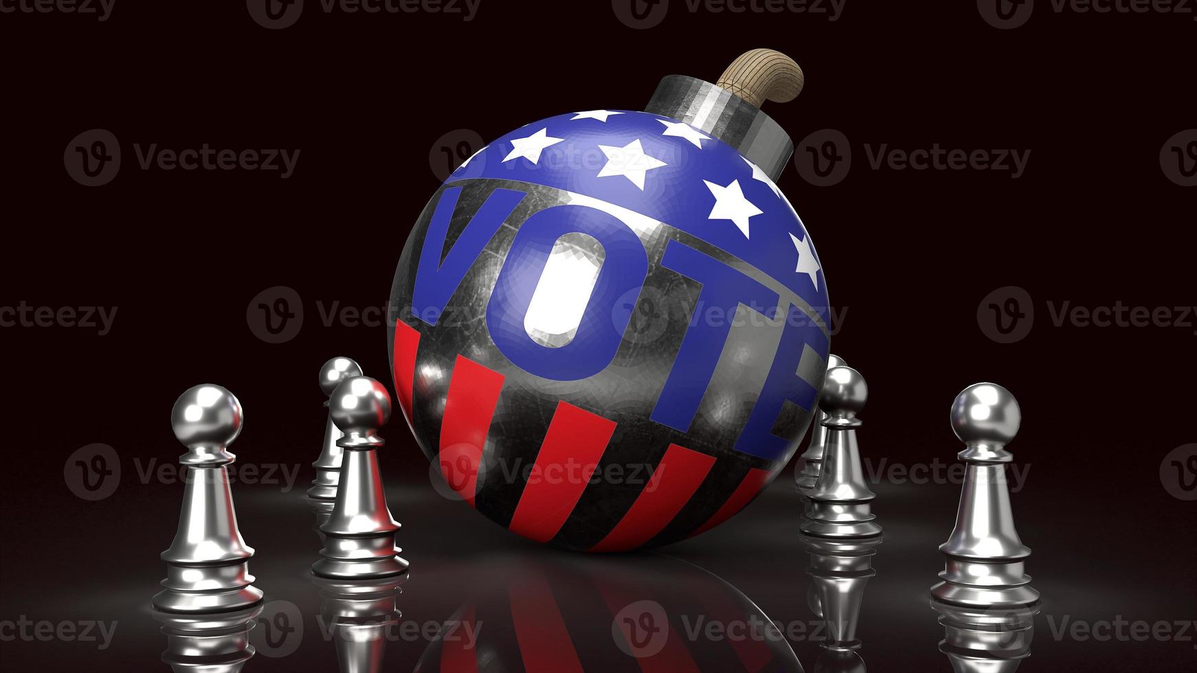 Bombenabstimmungslogo für 3D-Darstellung von Demokratieinhalten. foto