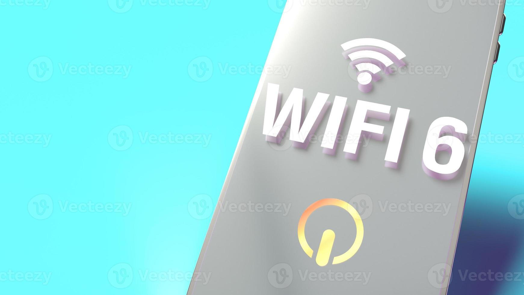 wifi6 Wort auf Smartphone 3D-Rendering für Netzwerkinhalte. foto