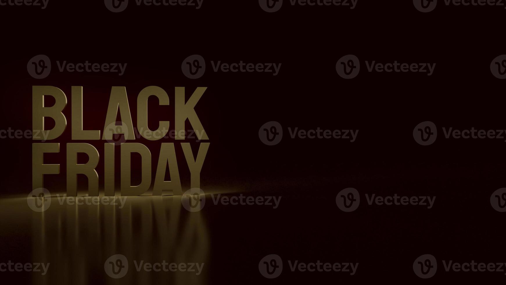 Gold Black Friday Text auf schwarzem Hintergrund für Weihnachtseinkäufe 3D-Rendering. foto