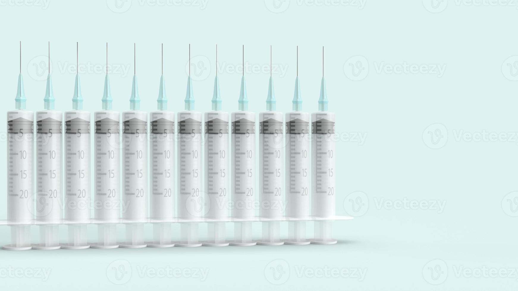 Injektionsnadel auf blauem Pastellhintergrund 3D-Rendering für medizinische Inhalte. foto