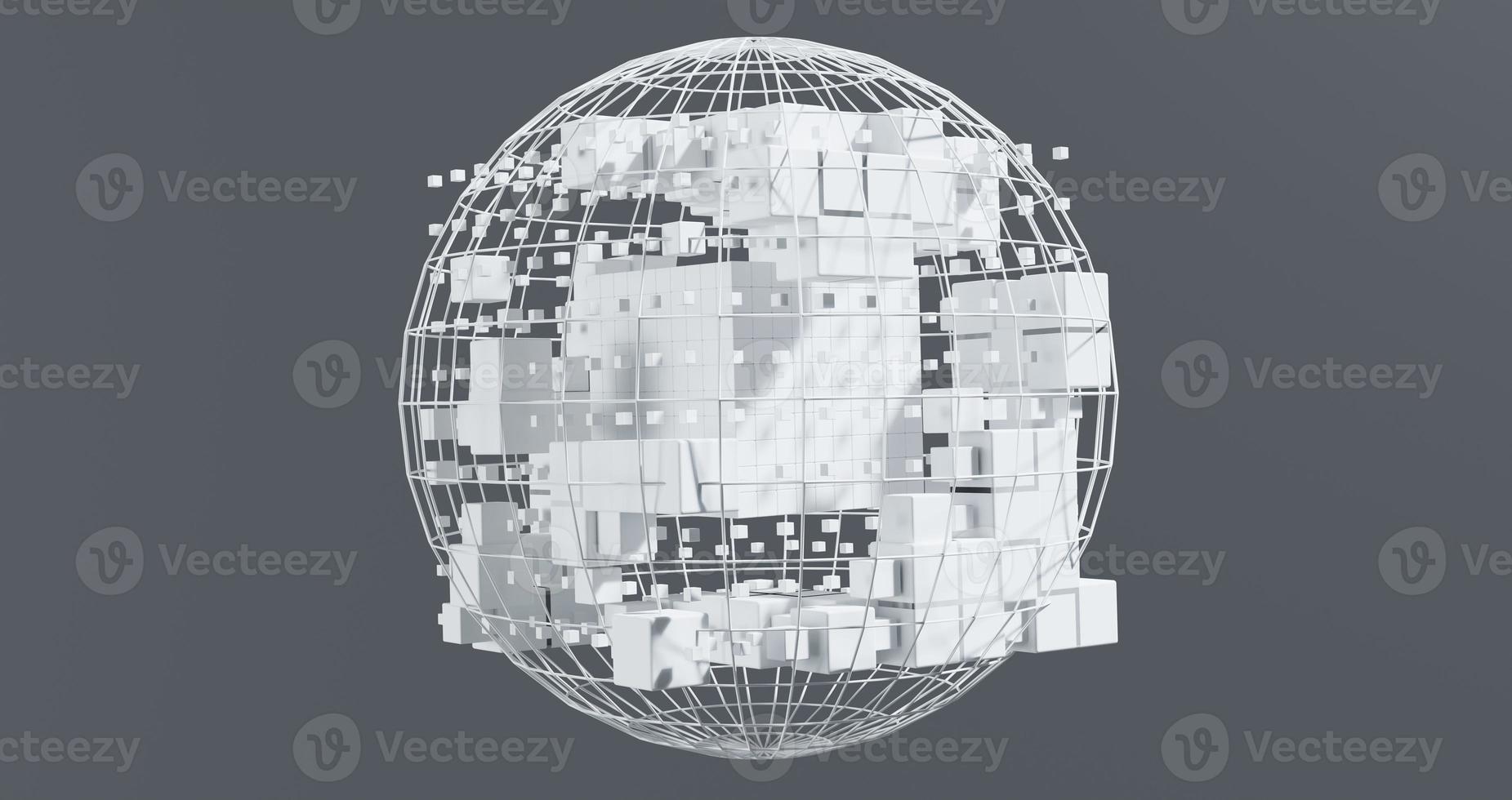 weltweite Verarbeitung und Erfassung digitaler Daten. futuristische digitale analyse mit 3d-rendering zum erstellen und erweitern von webinformationen. Programmatische Trennung und Akkumulation von Code foto