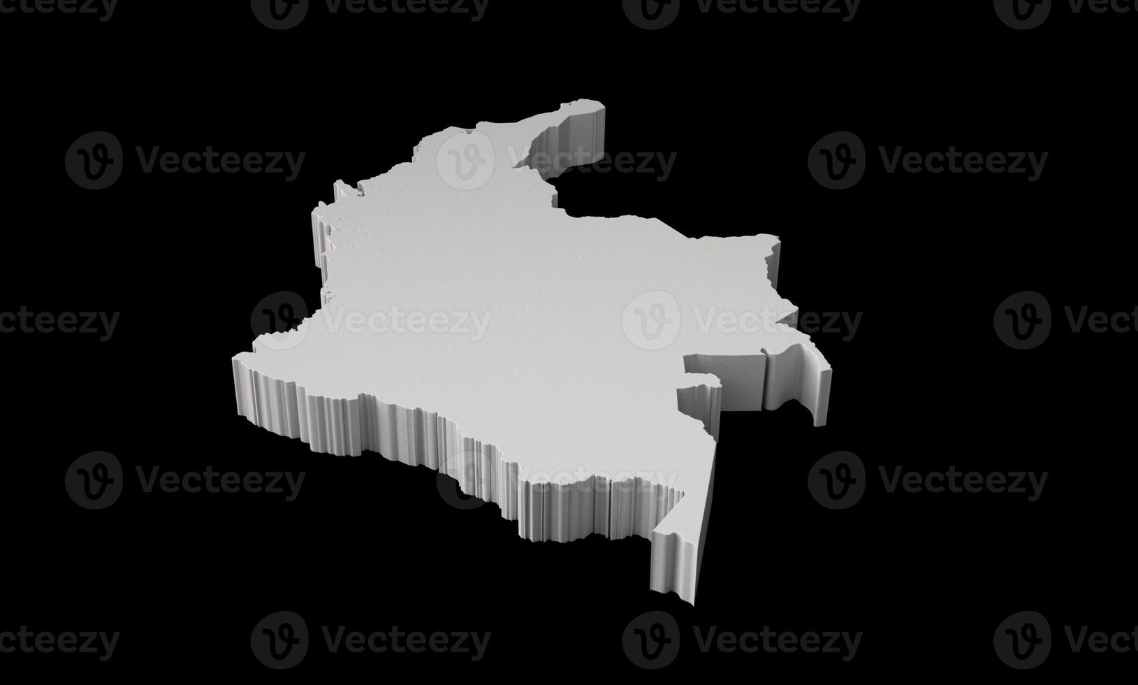 kolumbien 3d-karte geographie kartographie und topologie schwarz-weiß 3d-illustration foto