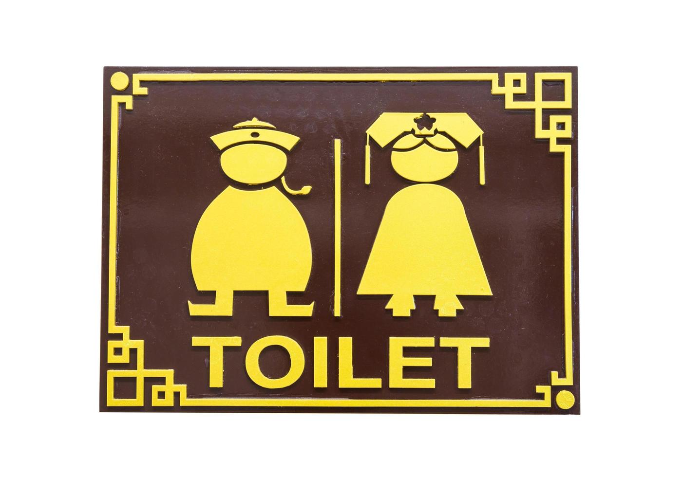 Mann und Frau WC-Schild im chinesischen Stil auf weißem, isoliertem Hintergrund foto