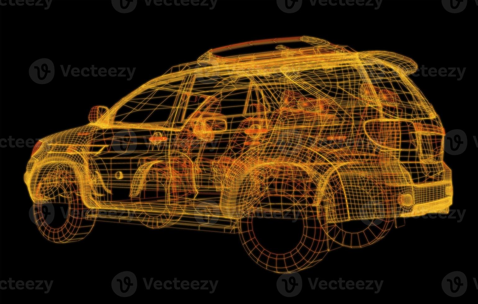 auto mit drahtmodellschnittpunkt mit digitaler benutzerschnittstellenumgebung foto