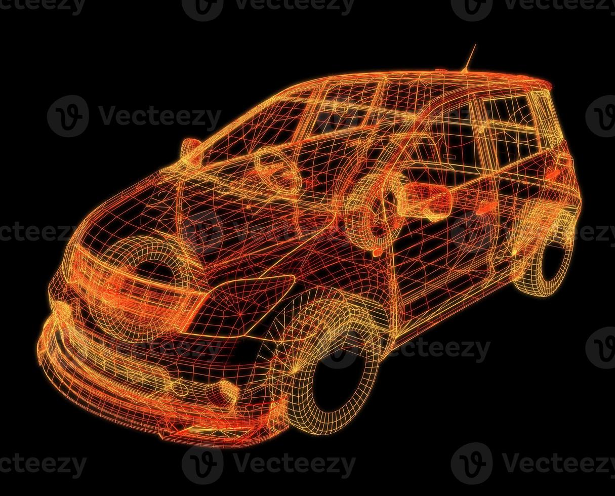 auto mit drahtmodellschnittpunkt mit digitaler benutzerschnittstellenumgebung foto