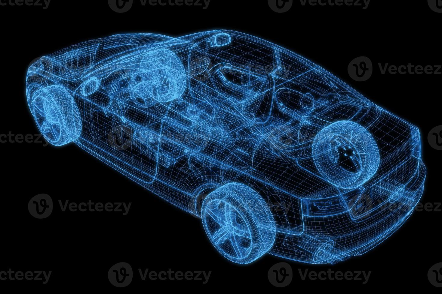 auto mit drahtmodellschnittpunkt mit digitaler benutzerschnittstellenumgebung foto