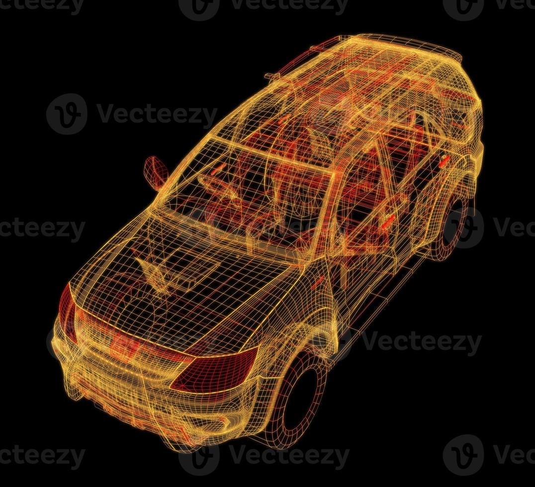 auto mit drahtmodellschnittpunkt mit digitaler benutzerschnittstellenumgebung foto