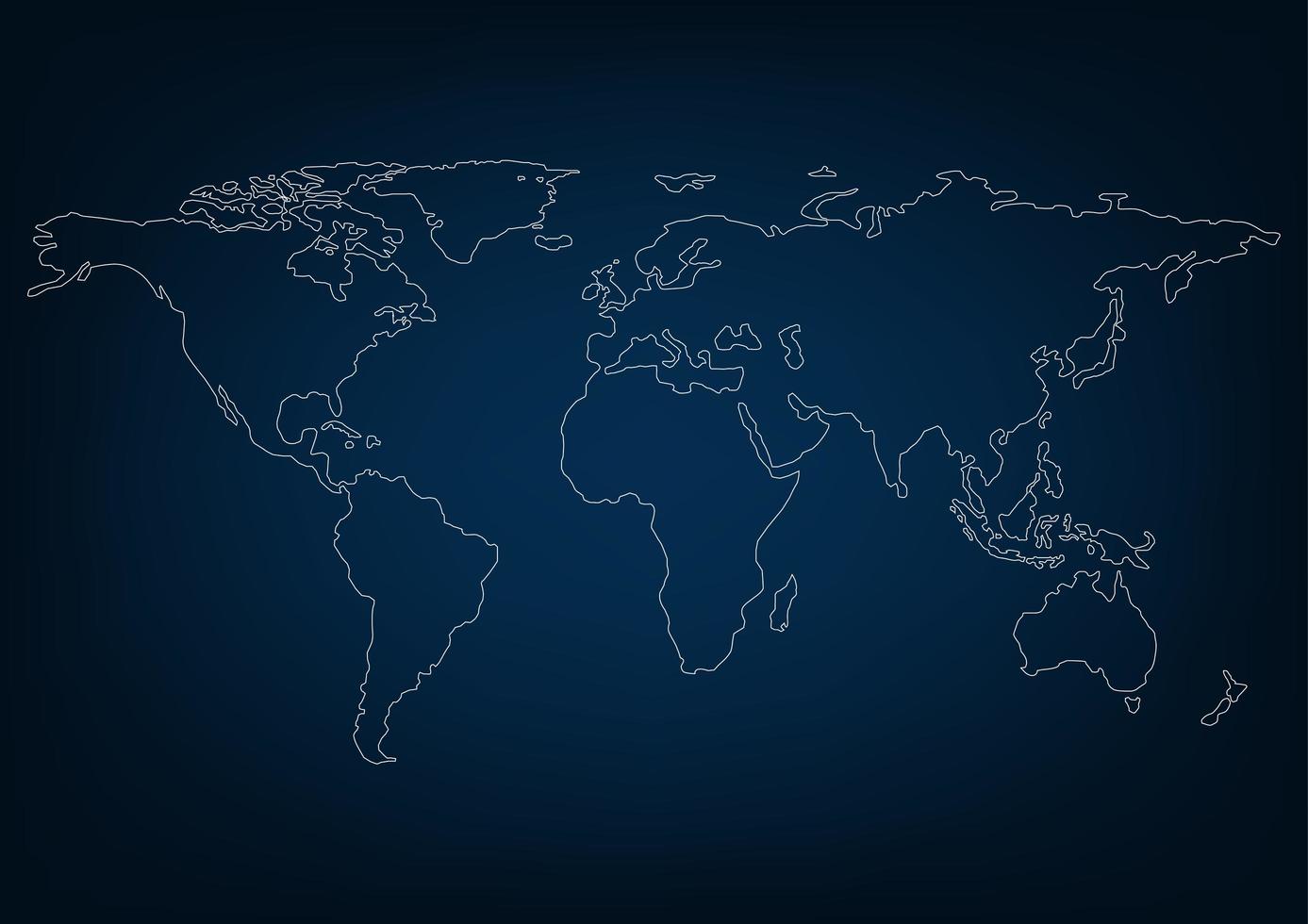 Karte Welt separate Länder blauer Hintergrund mit Umriss foto