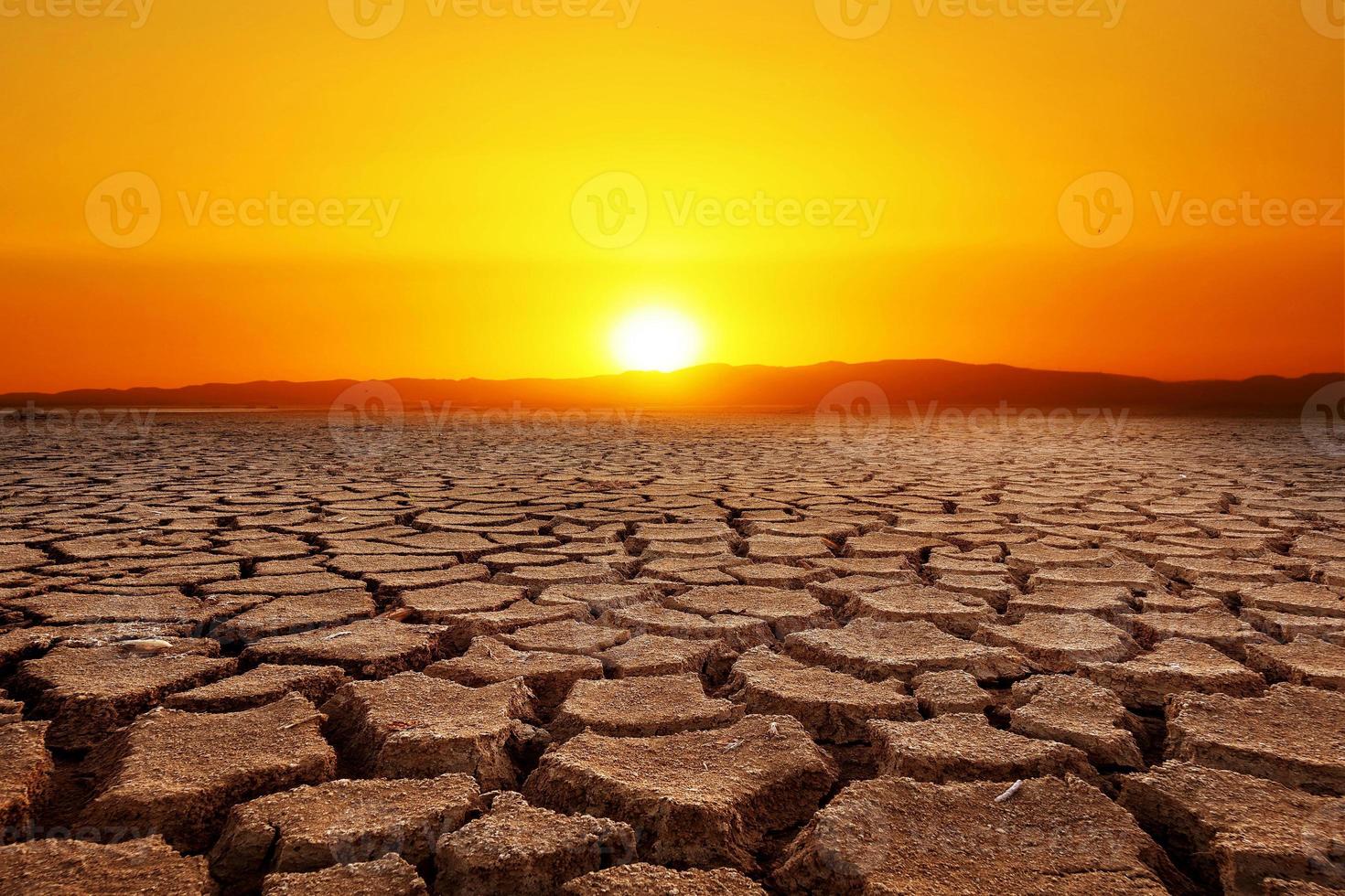 Erderwärmung, Dürre, Regenmangel, keine Saisonabhängigkeit, das Land ist rissig. konzept des umweltwandels und der globalen erwärmung foto