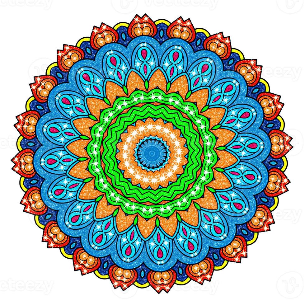 mehrfarbiger Glitter-Mandala-Hintergrund. abstrakte bunte Glitzer-Mandala foto