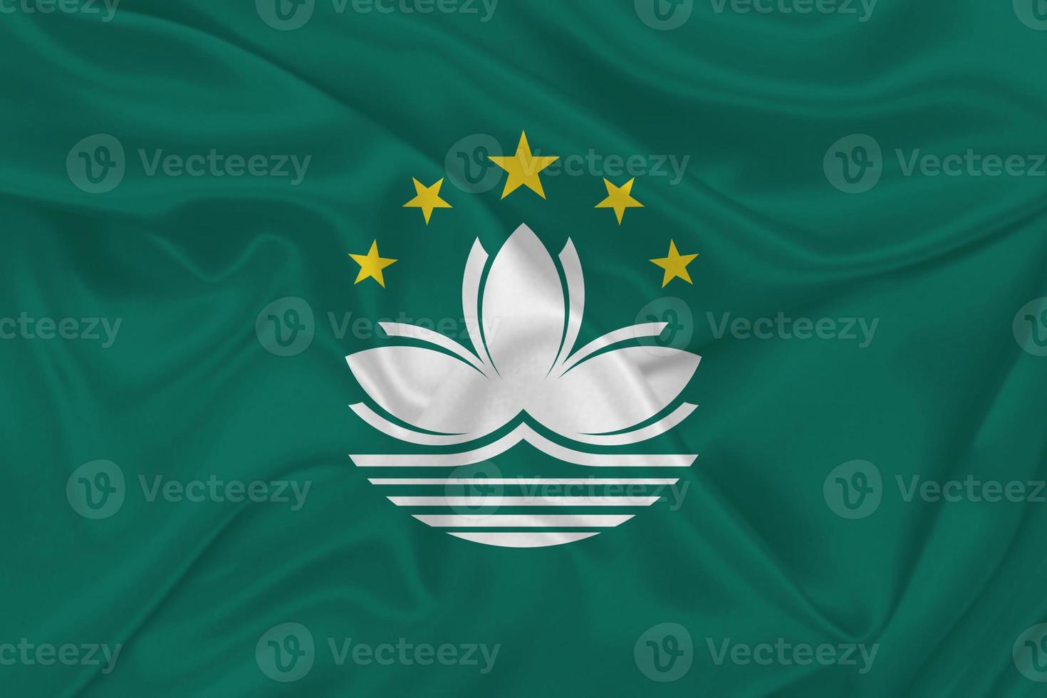 3D-Flagge von Macau auf Stoff foto