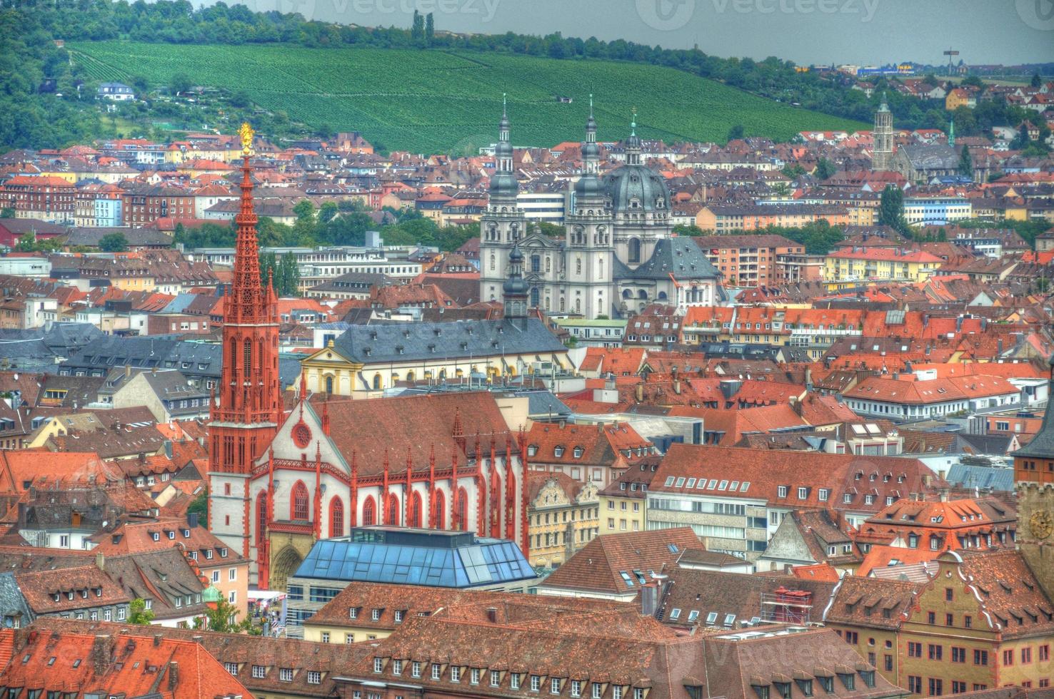 blick nach würzburg von der festung burg marienberg, würzburg, ba foto