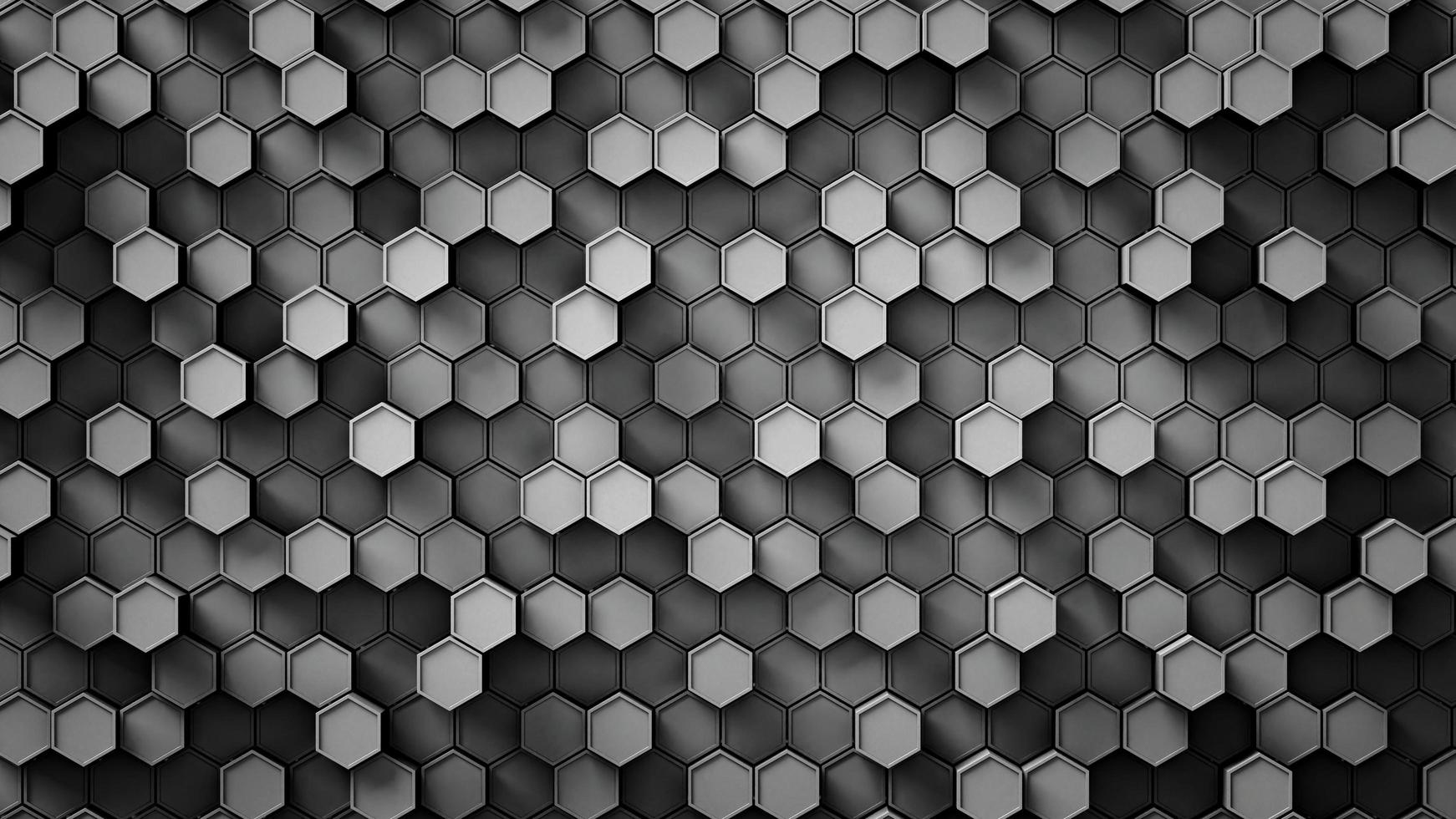 schwarz-weißer Hexagon-Desktop-Hintergrund, isometrische Muster-Infografiken, 3D-Illustration. foto