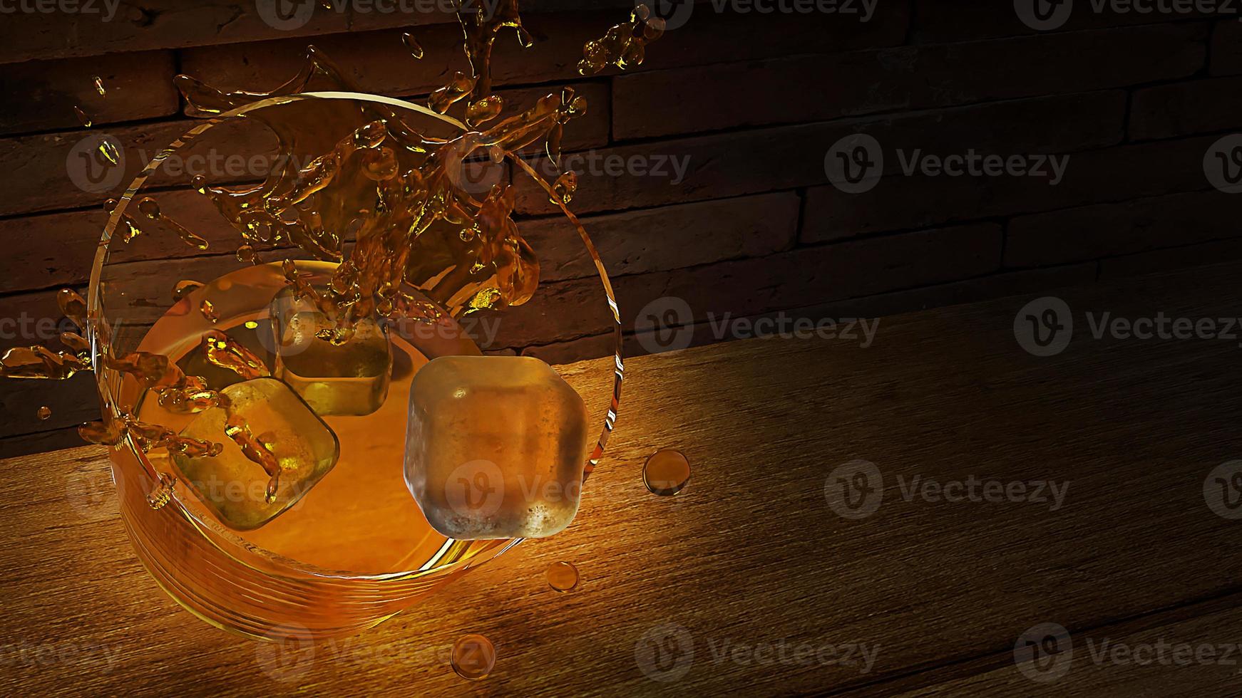 3D-Rendering Whisky im Glasbild. foto