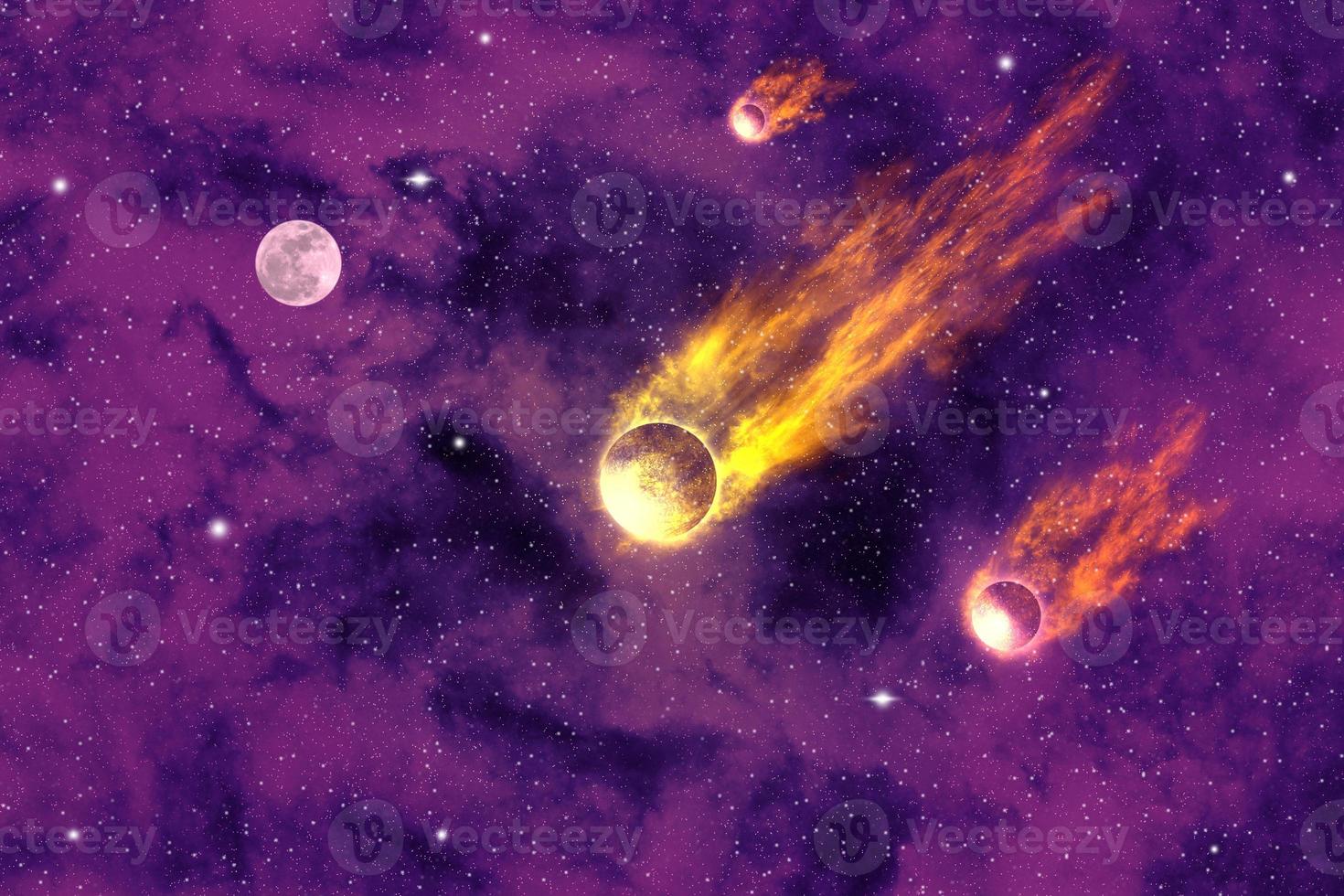 Komet im abstrakten Hintergrund des Universums. foto