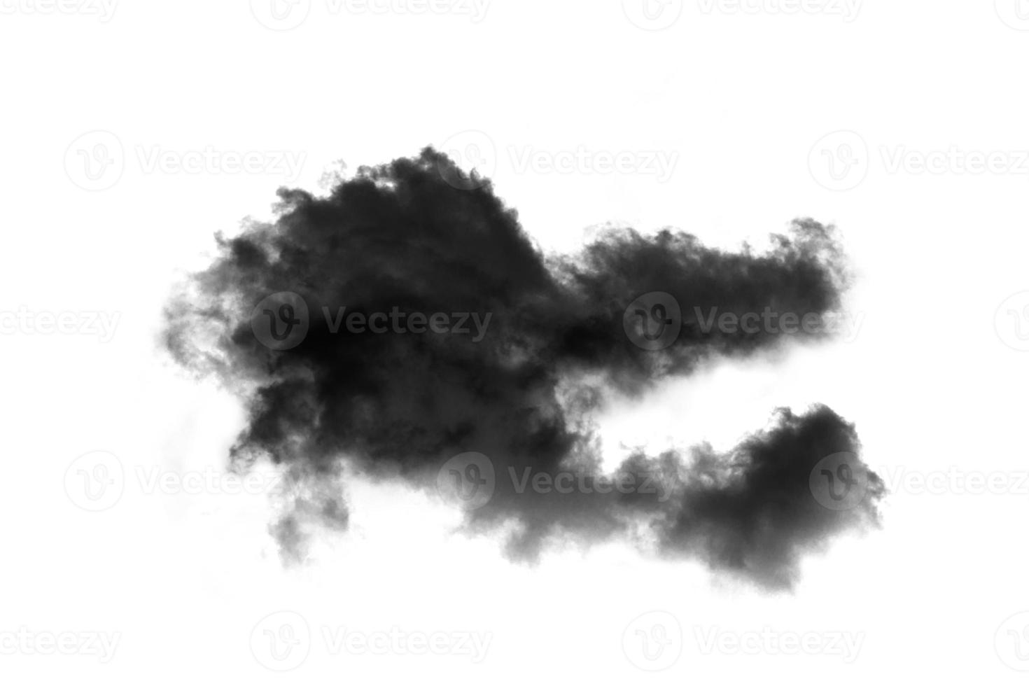 Wolke lokalisiert auf weißem Hintergrund, strukturierter Rauch, Bürstenwolken, abstraktes Schwarzes foto