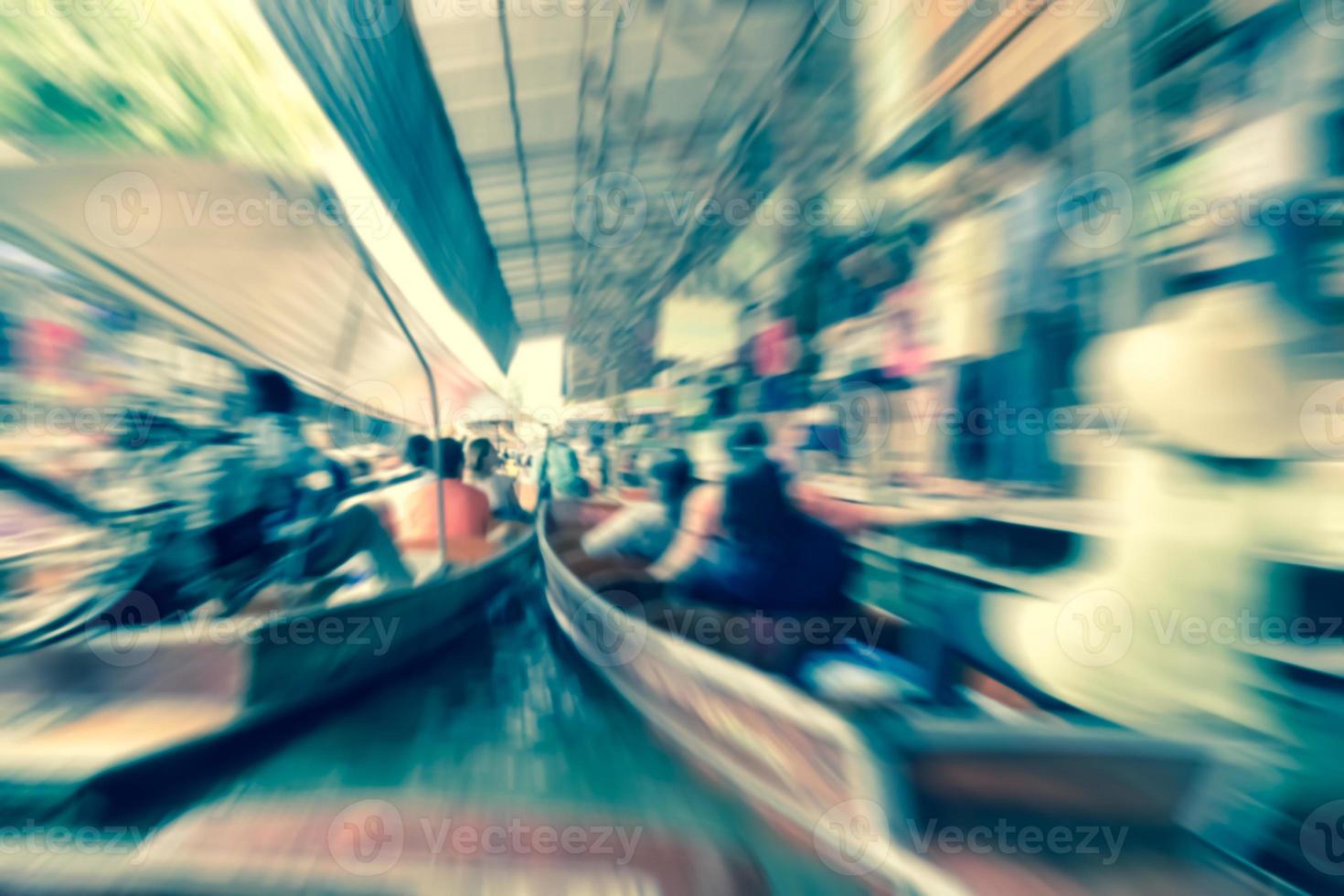 damnoen saduak schwimmender markt unscharfer hintergrund, vintage-effektstil foto