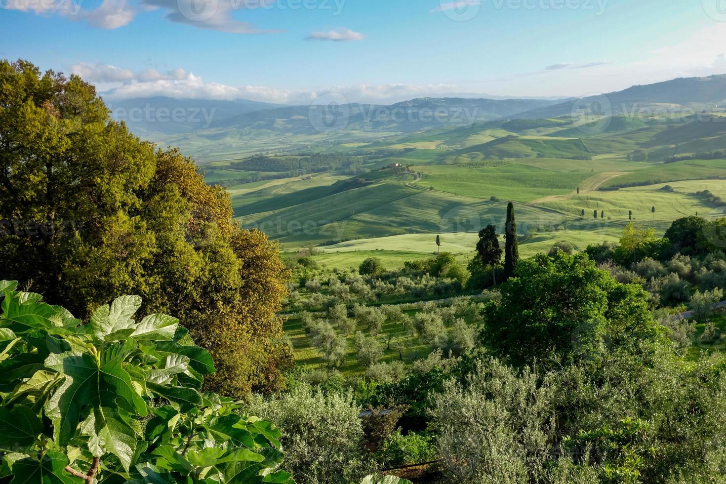 landschaft des val d'orcia in der nähe von pienza in der toskana foto