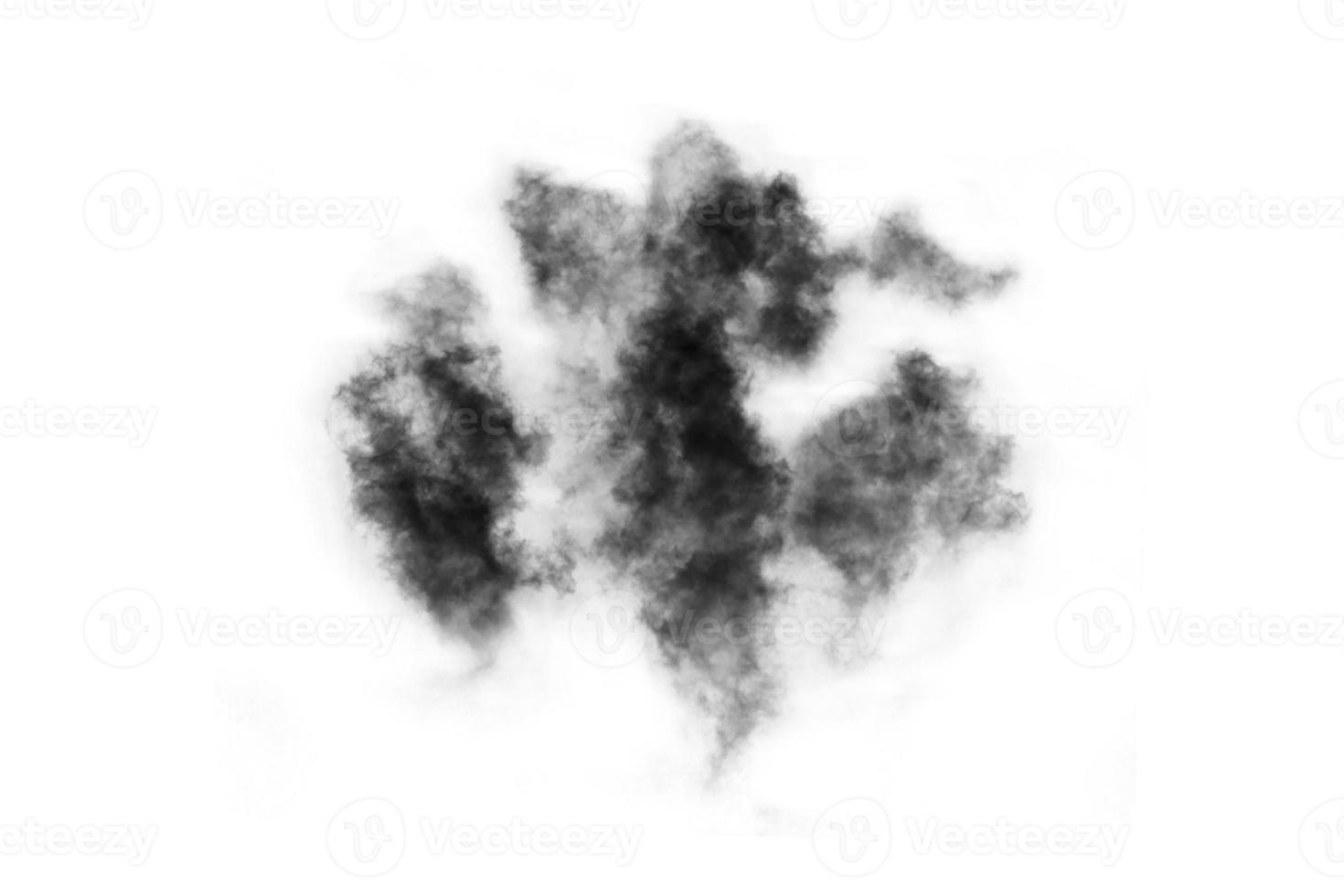 texturierter Rauch, abstraktes Schwarz, isoliert auf weißem Hintergrund foto