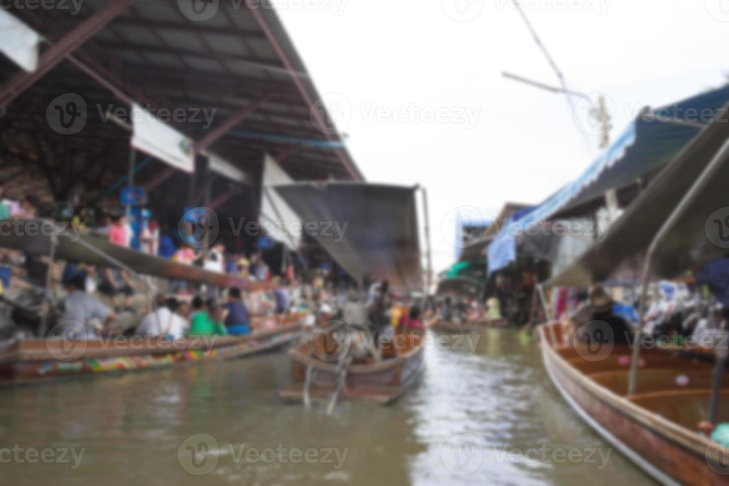 damnoen saduak schwimmender markt verschwimmen hintergrund der illustration, abstraktes unscharfes bild foto