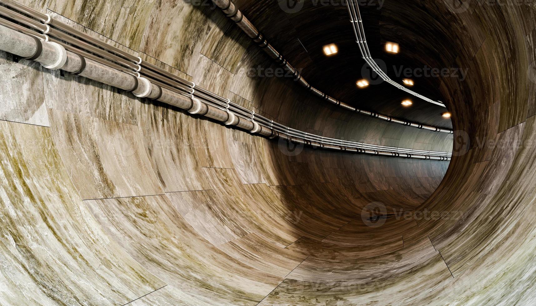 großer Zementtunnel mit unterirdischem Transportdesign foto