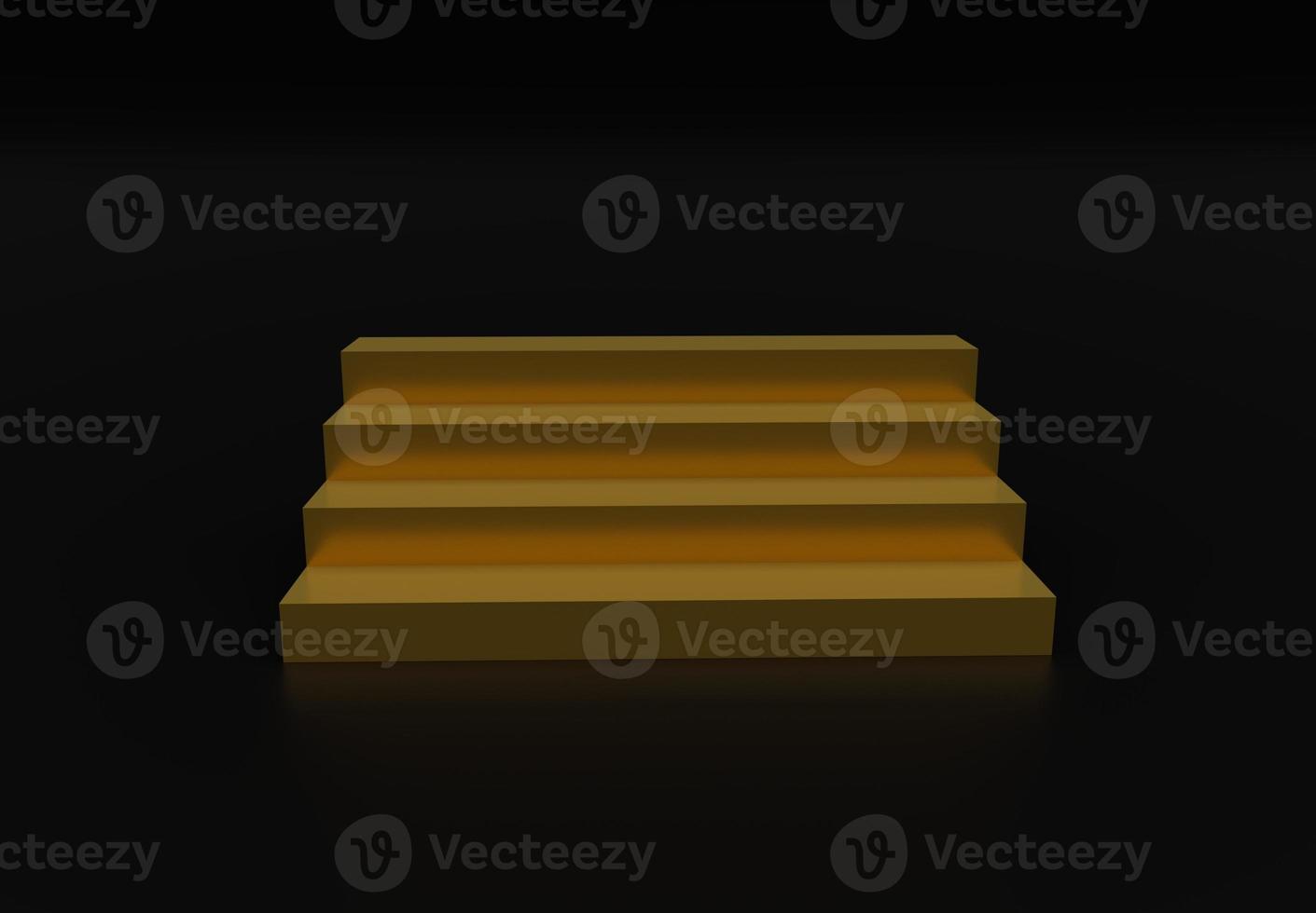 3D-Rendering der realistischen Illustration der goldenen Treppe auf schwarzem Hintergrund foto