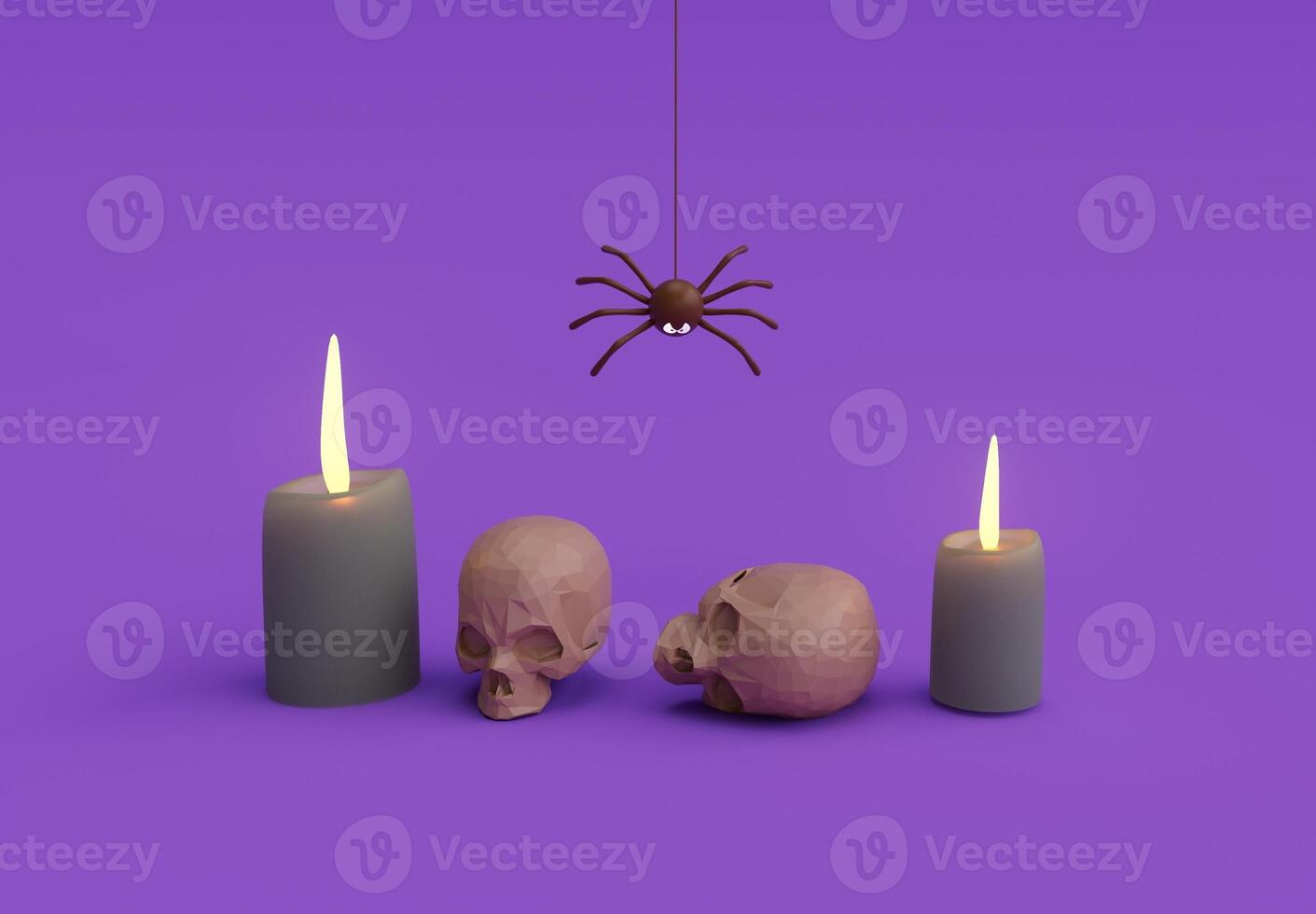 3D-Rendering von Halloween-Szene, weißem Geist, Totenkopf und gruseligem, minimalem Halloween-Hintergrund-Designelement foto