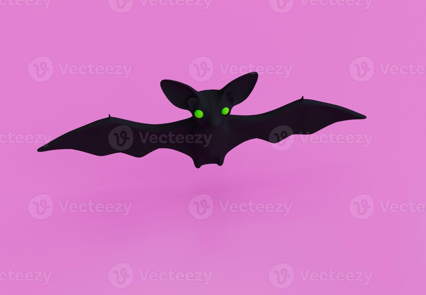 böse Fledermaus fliegt. Fledermaus-Halloween-Hintergrund. Fledermaus Cartoon 3D-Rendering. europäische fledermausnacht. halloween beängstigender oktober lokalisiert auf rosa hintergrund foto