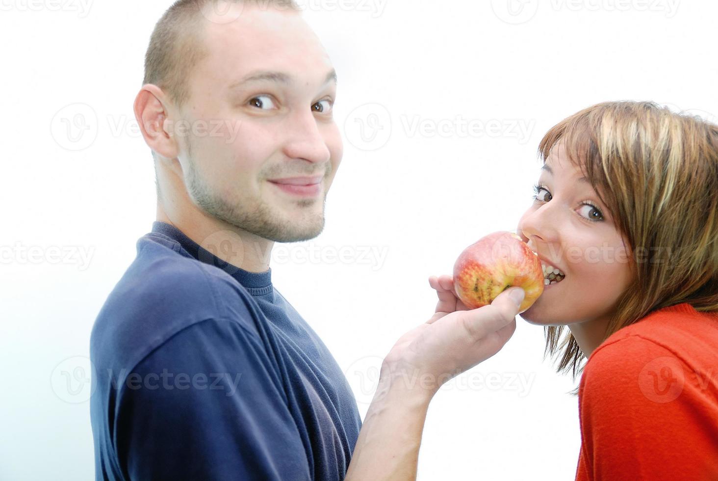 Gesundes Paar mit Apfel foto