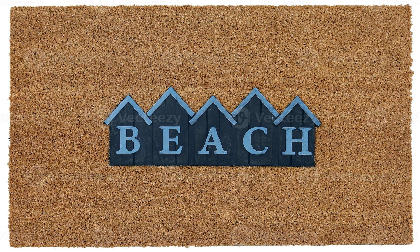 Willkommens-Fußmatte mit bedrucktem Strand foto