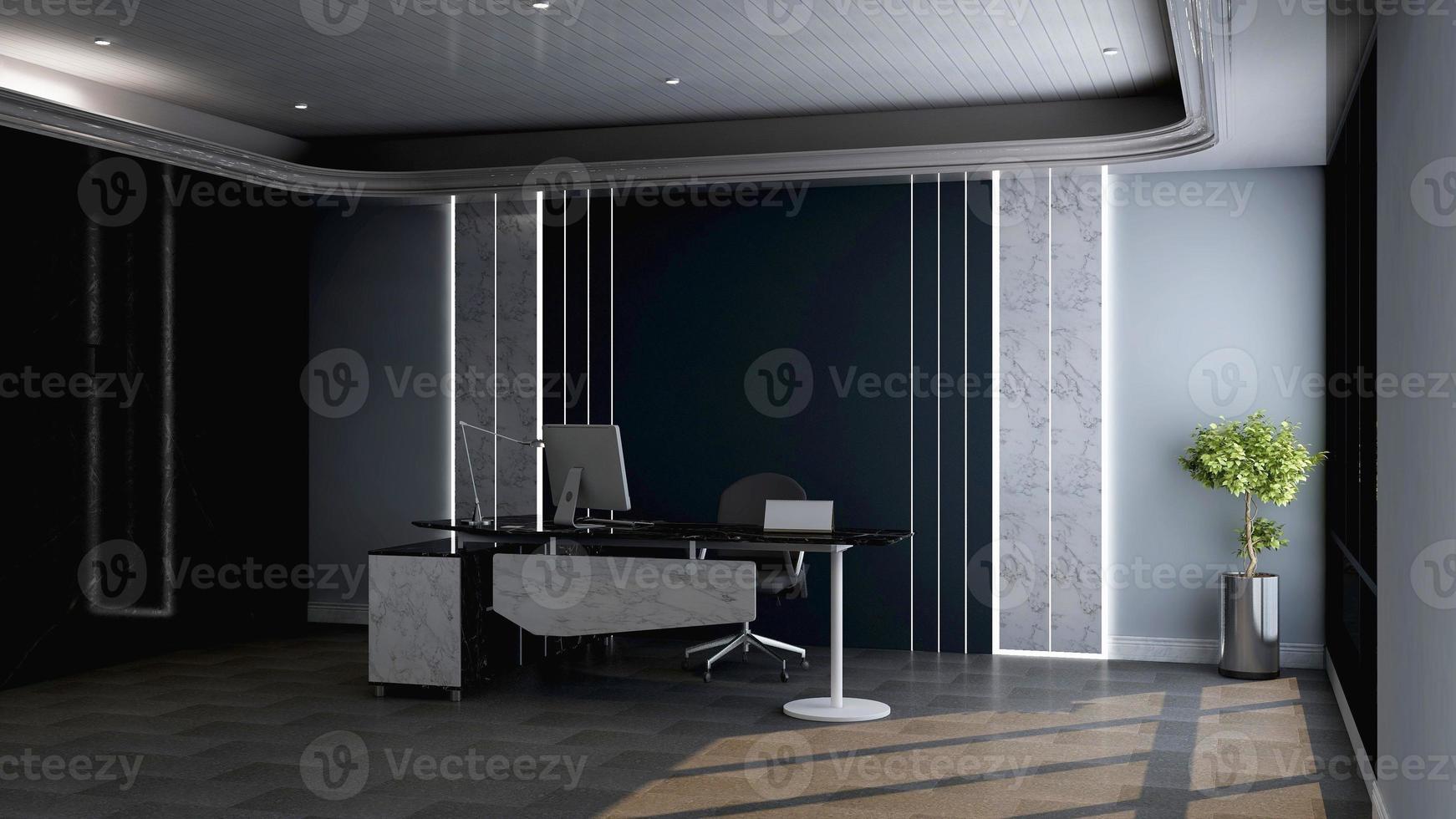 3D-Rendering-Bürodesign - Innenwandmodell des Managerraums foto