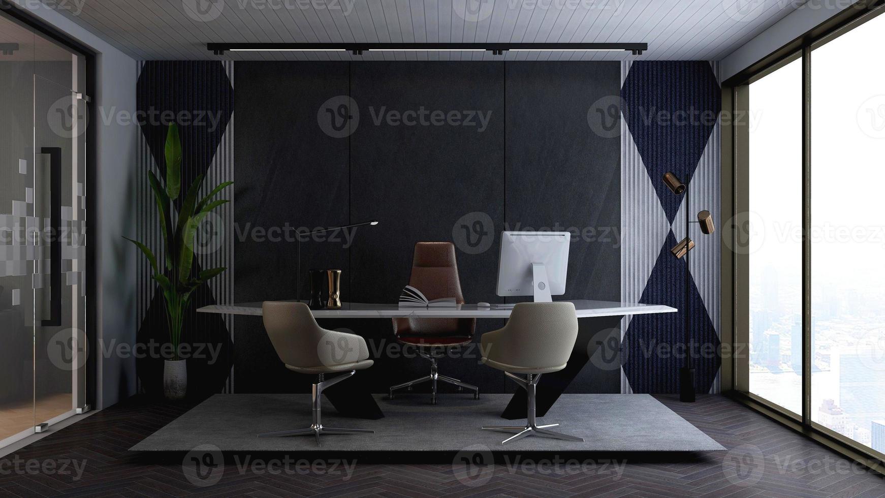 3D-Rendering-Bürodesign - Innenwandmodell des Managerraums foto