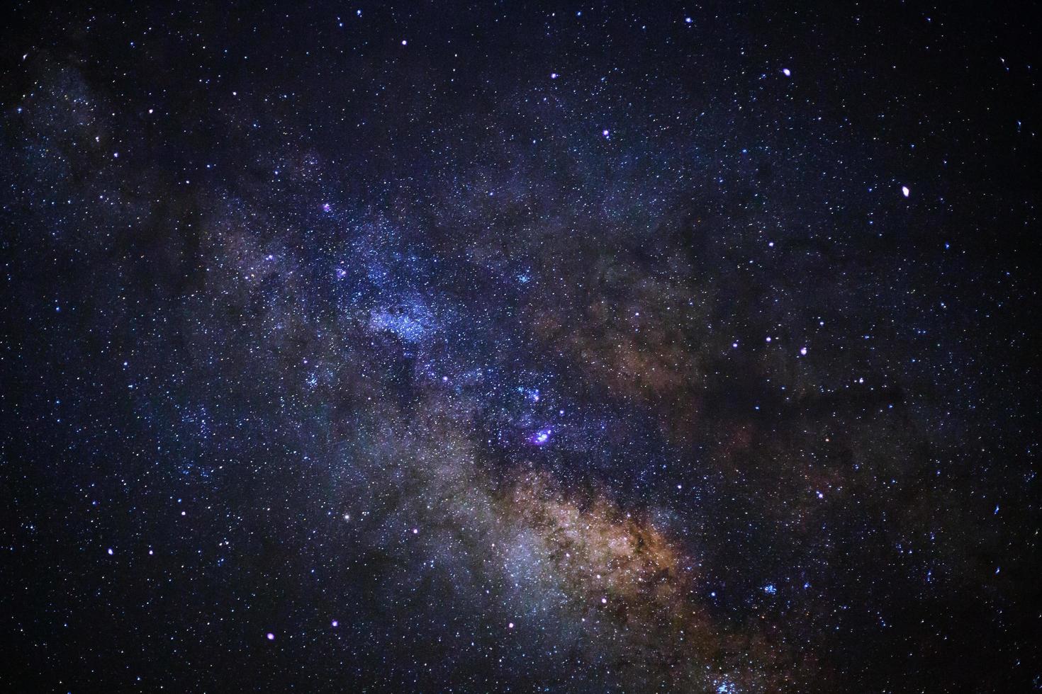 das Zentrum der Milchstraße, Foto mit langer Belichtungszeit, mit Korn