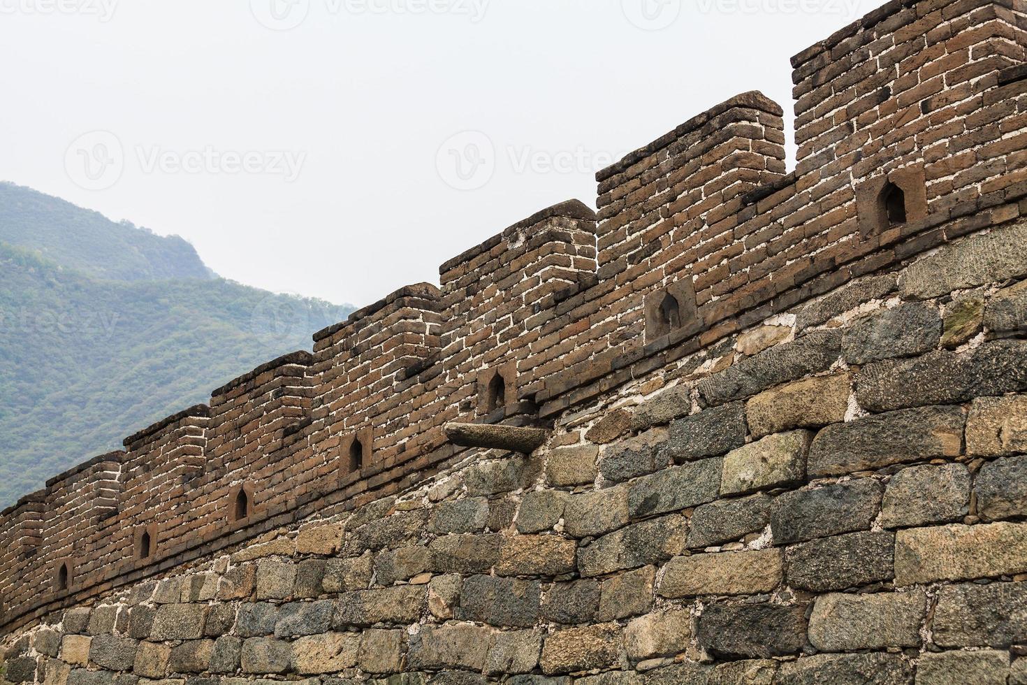 die große mauer aus china zinnen aus der nähe foto