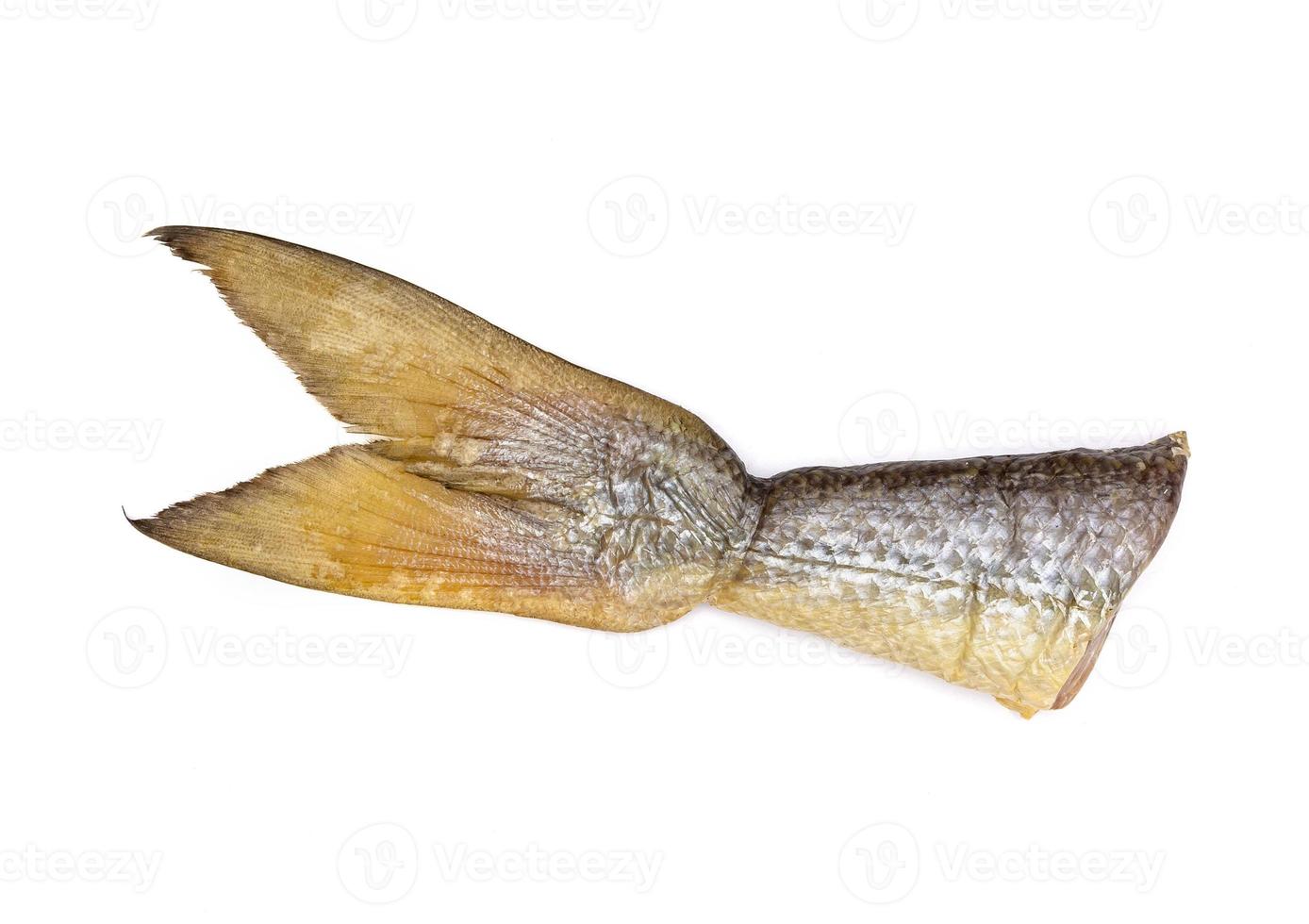 Fourfinger threadfin getrockneter Fisch isoliert auf weißem Hintergrund, gesalzener Fisch foto