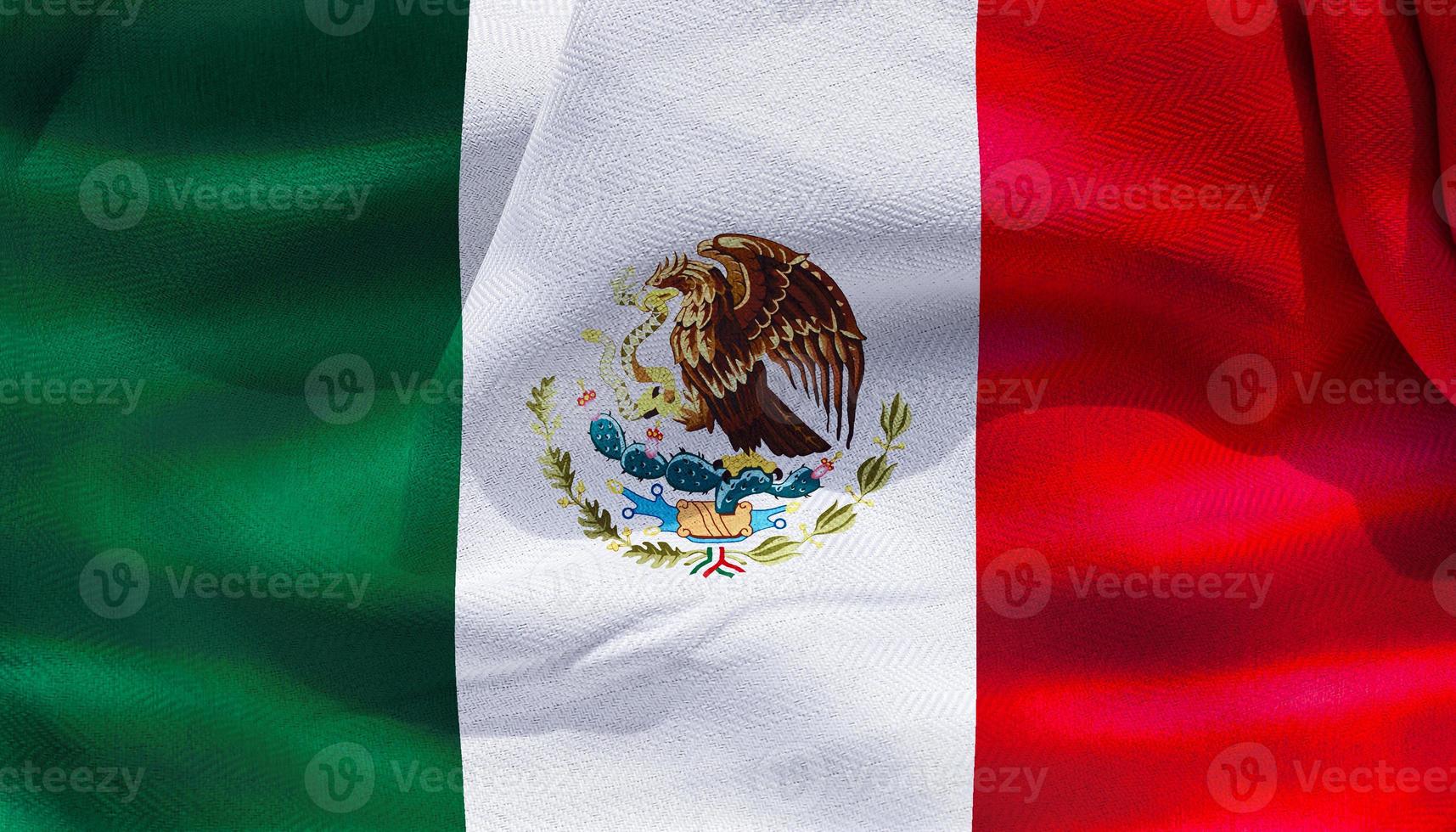 3d-illustration einer mexiko-flagge - realistische wehende stoffflagge foto