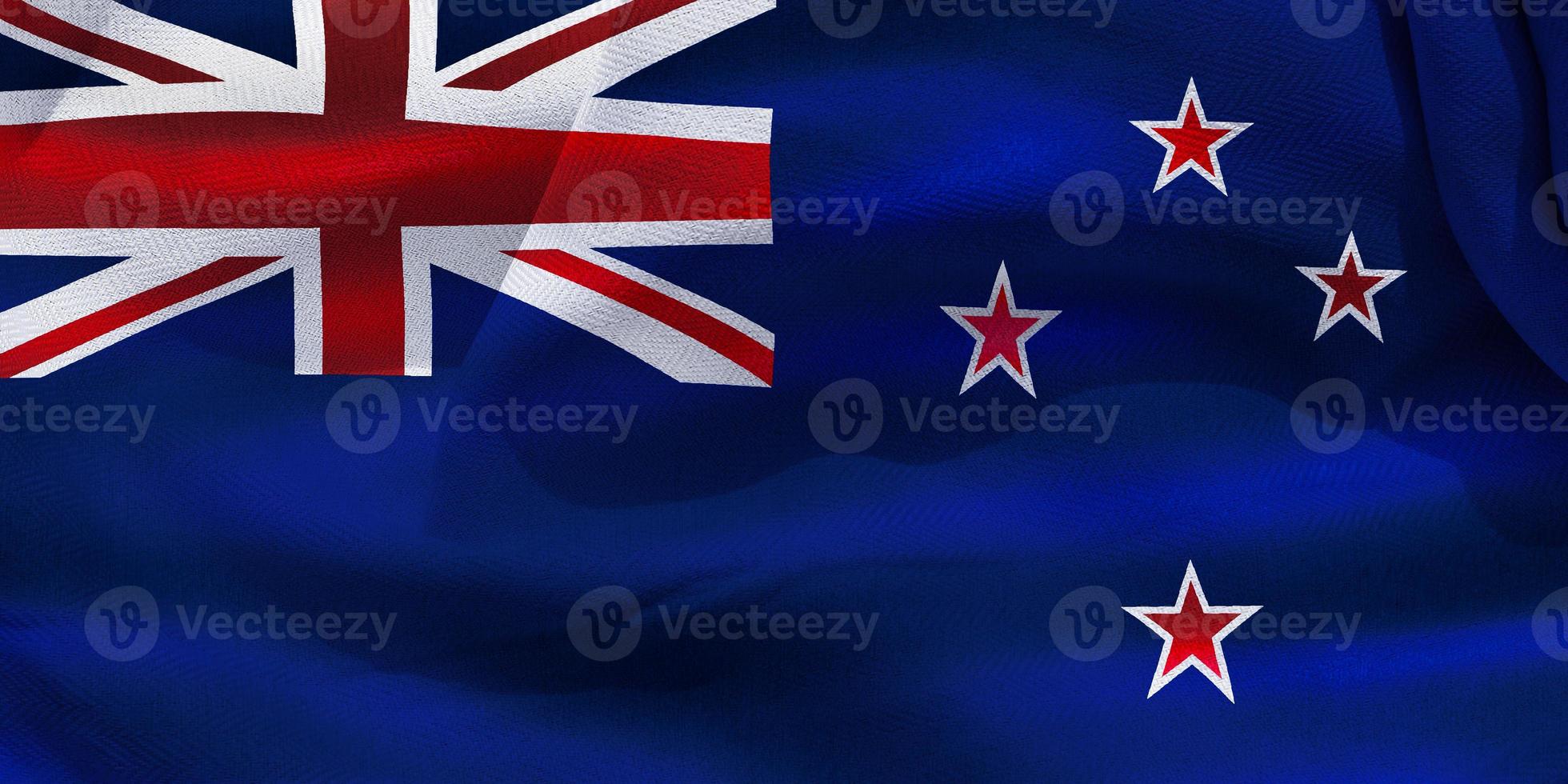 3D-Darstellung einer neuseeländischen Flagge - realistische wehende Stoffflagge foto